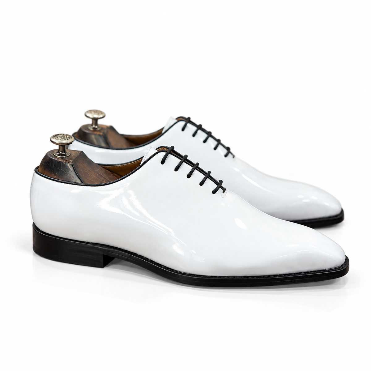 Ivory Sovereign — White Patent Leather Oxford Shoes