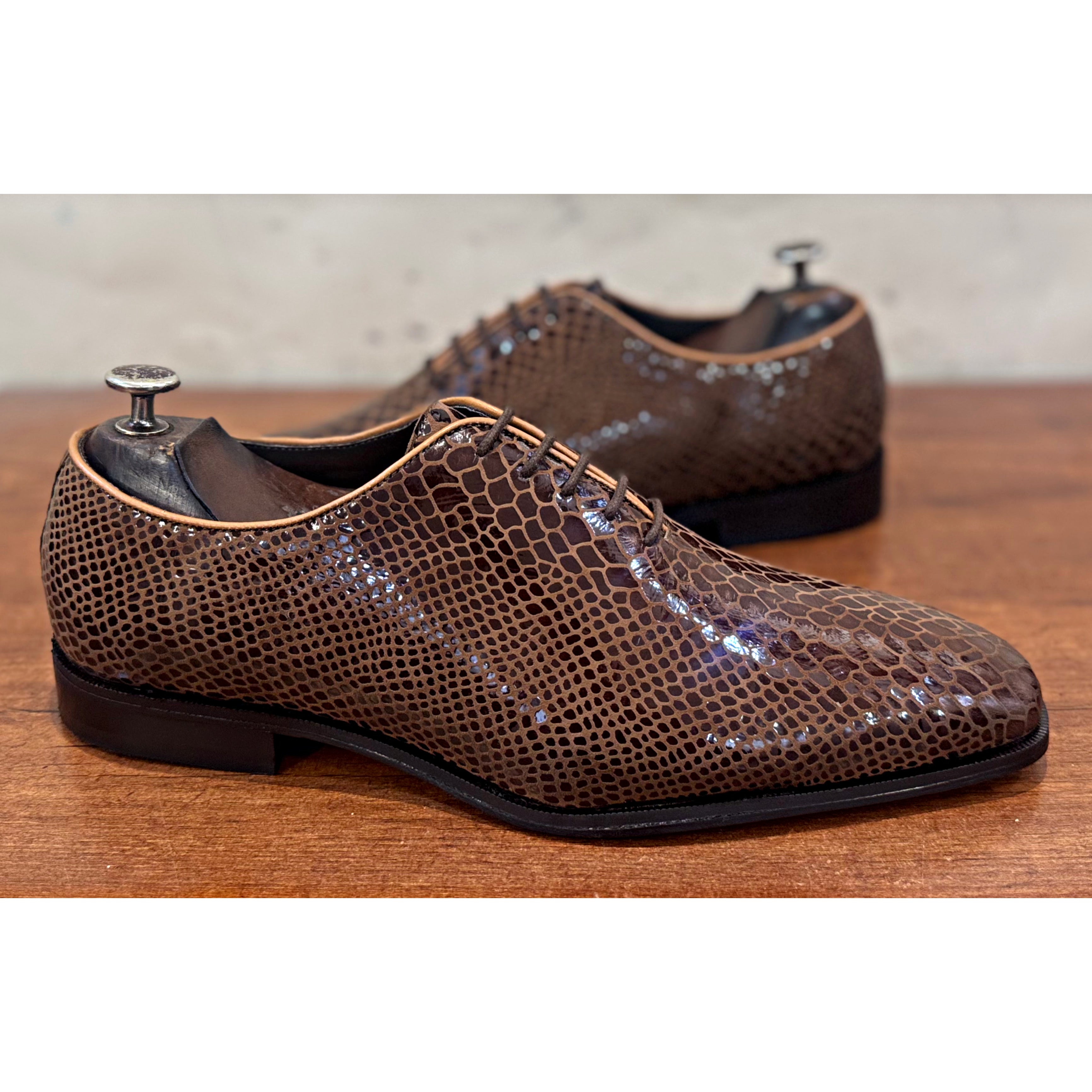 Brown Snake Foil Oxfords