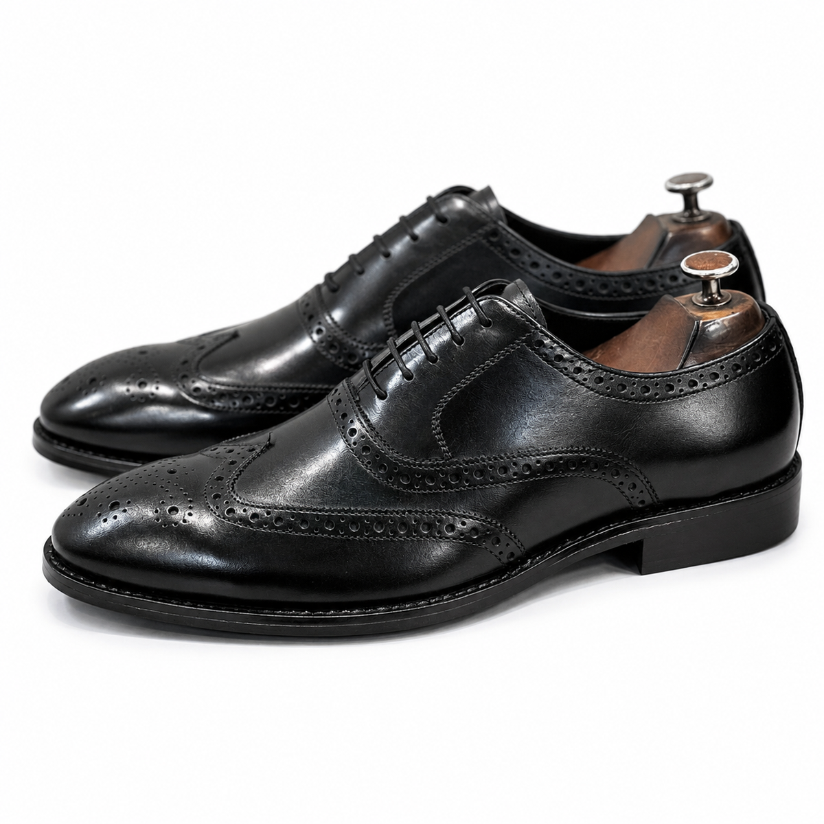 Classic Black Wingtip Brogue Leather Oxford Shoes