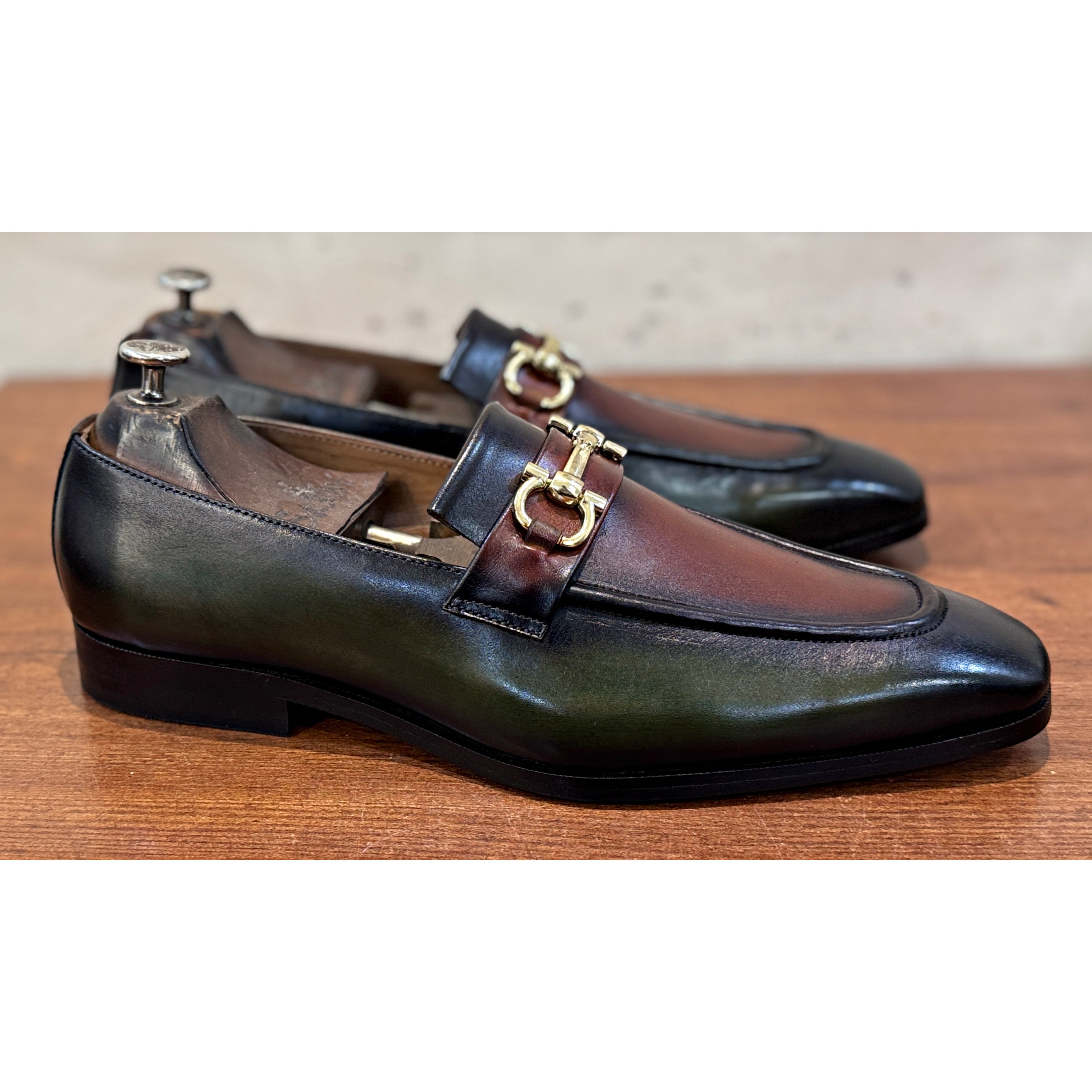 Hand Patina Loafers Green | T