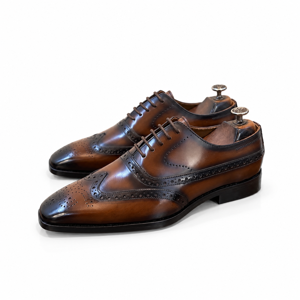 Saalvi Cognac Sovereign Hand-Patina Brogues