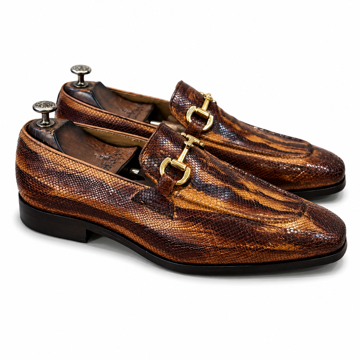 The Savannah Gold – Cognac Python Horsebit Loafers