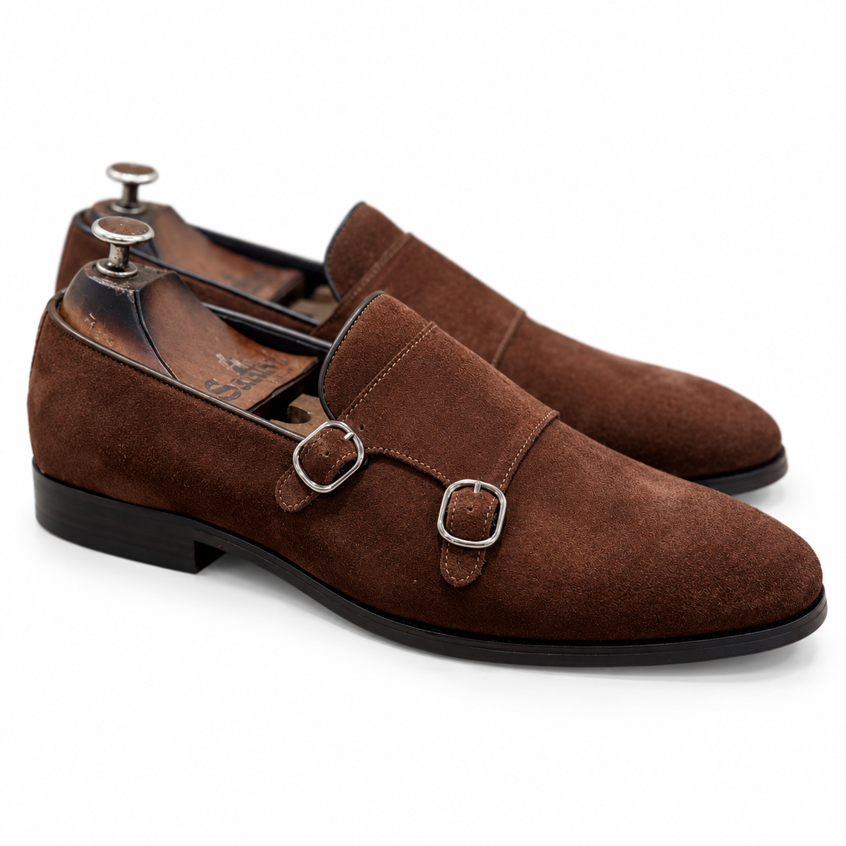 Cocoa Double Monk Suede Loafers