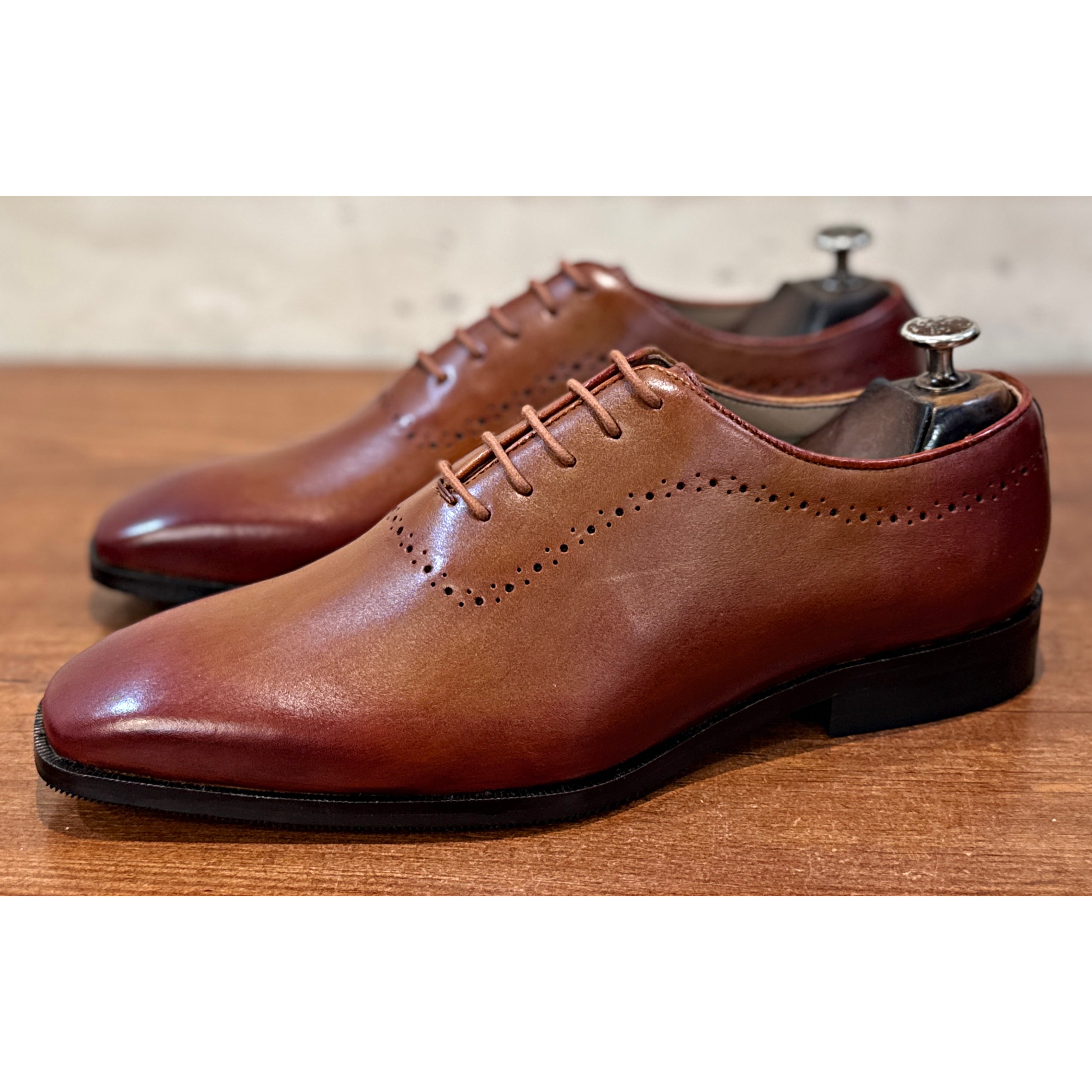 Tan Brown Leather Oxford Shoes – Classic Minimal Formal Dress Shoes