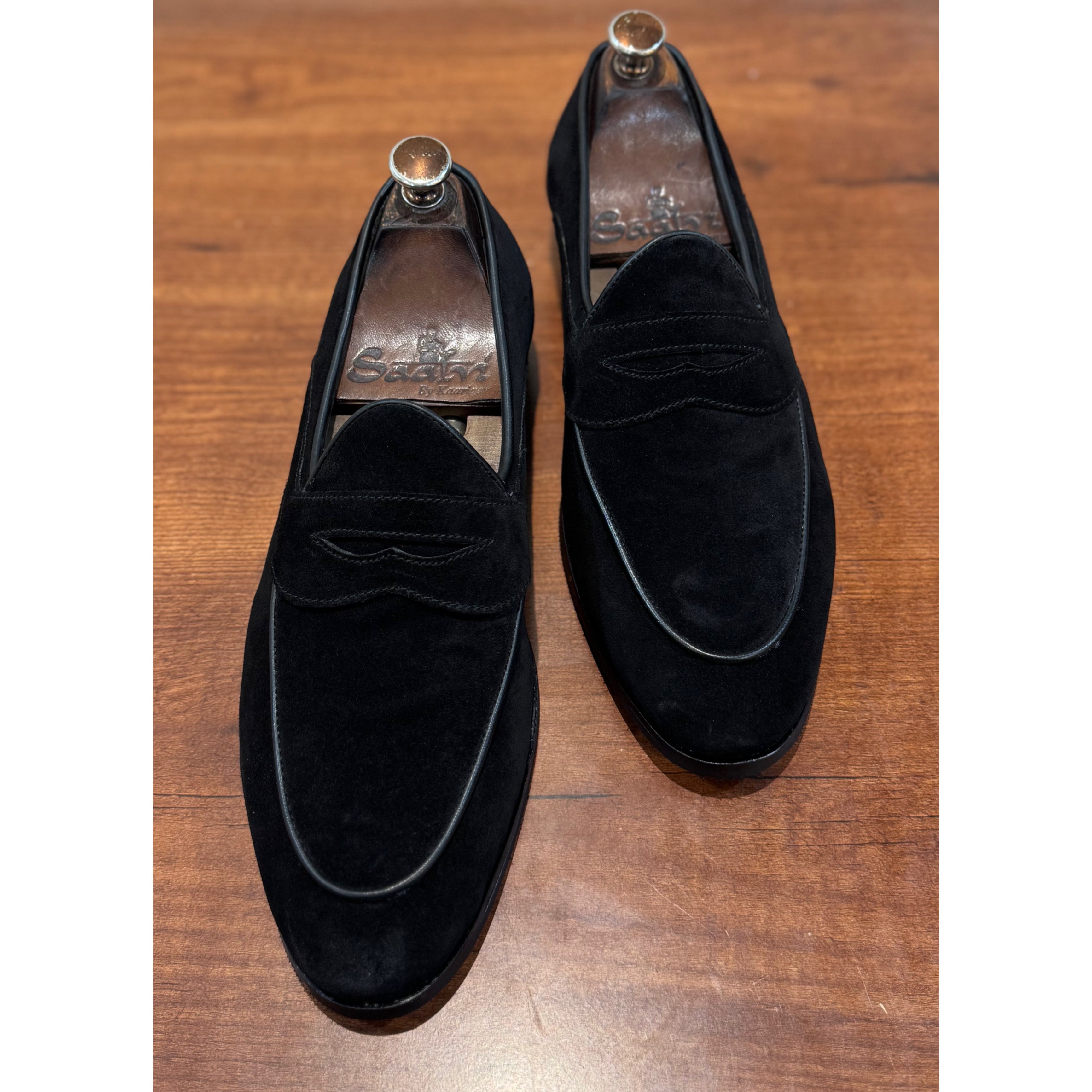 Full Saddle Penny Loafers Black
