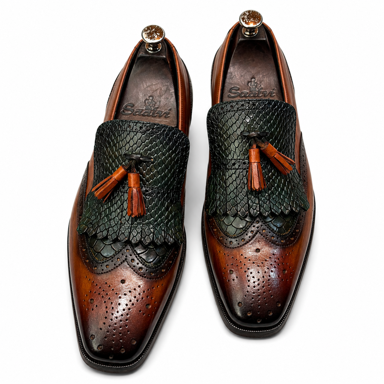 Regal Python Tassel Loafers Olive