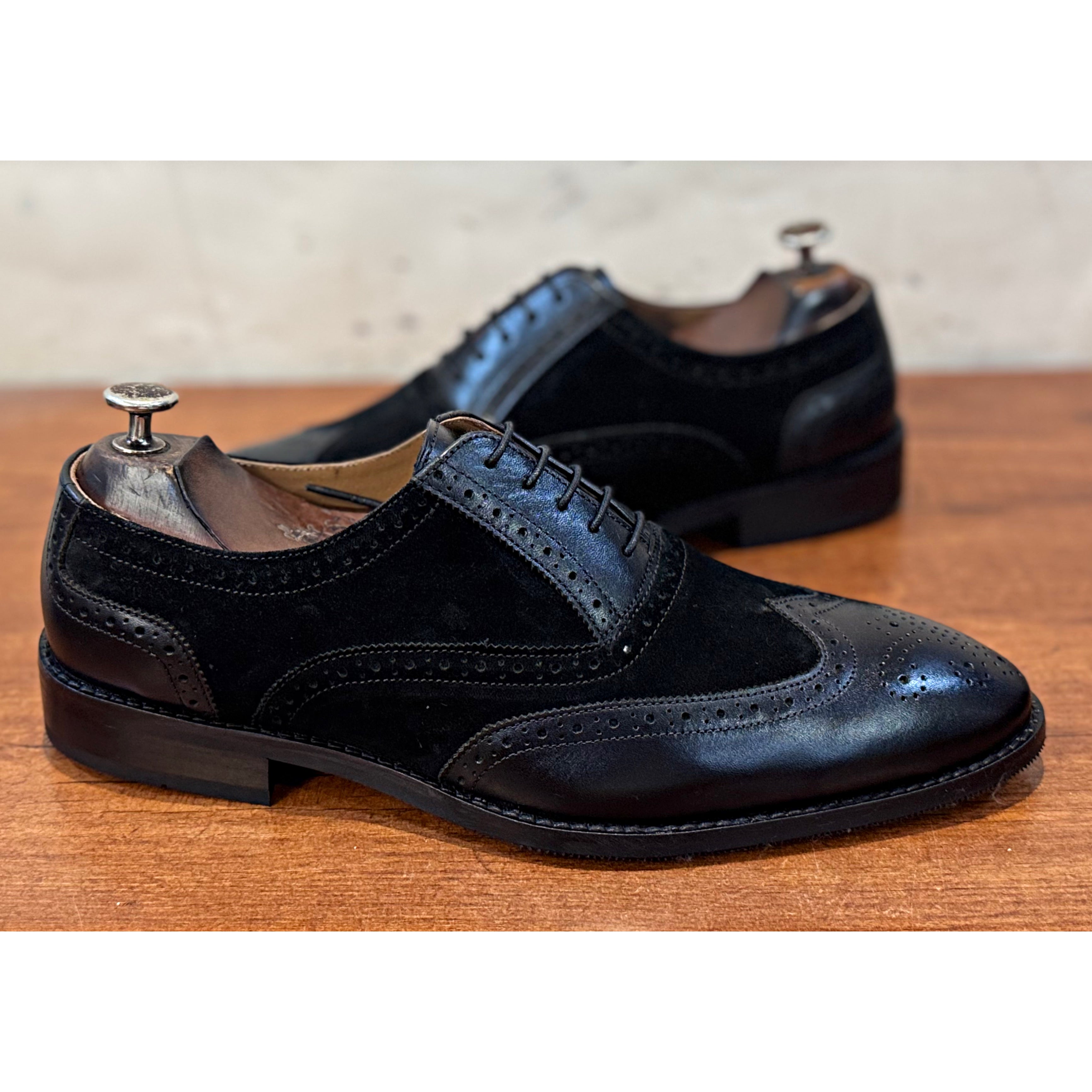 Brown Suede & Leather Brouge Oxfords