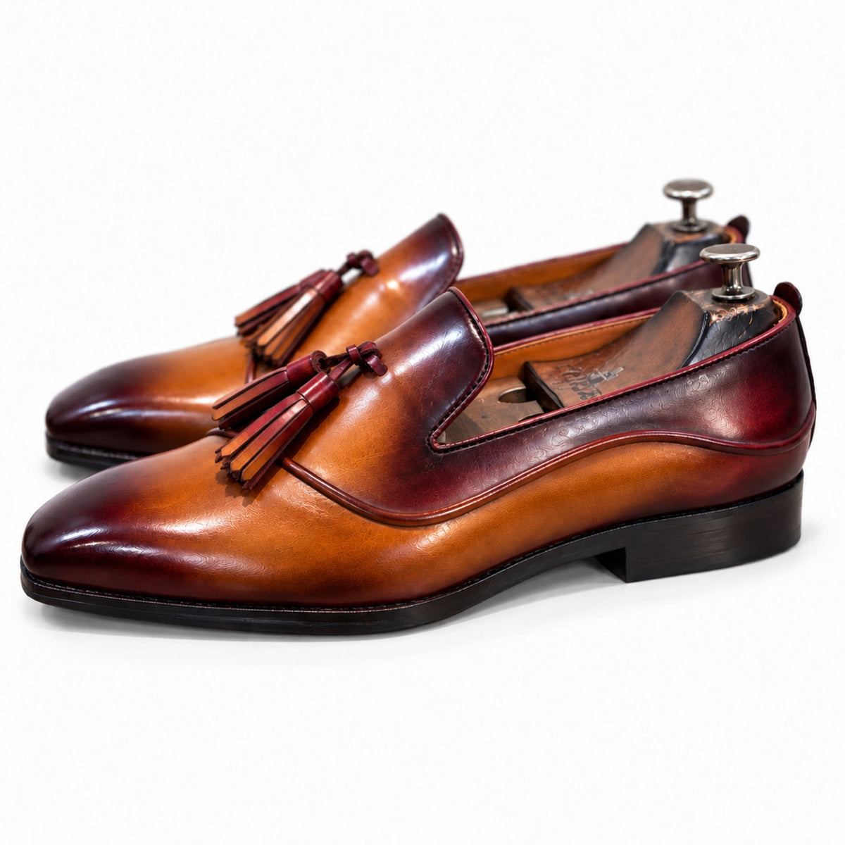 Cognac Bordeaux Élan Tassel Loafers