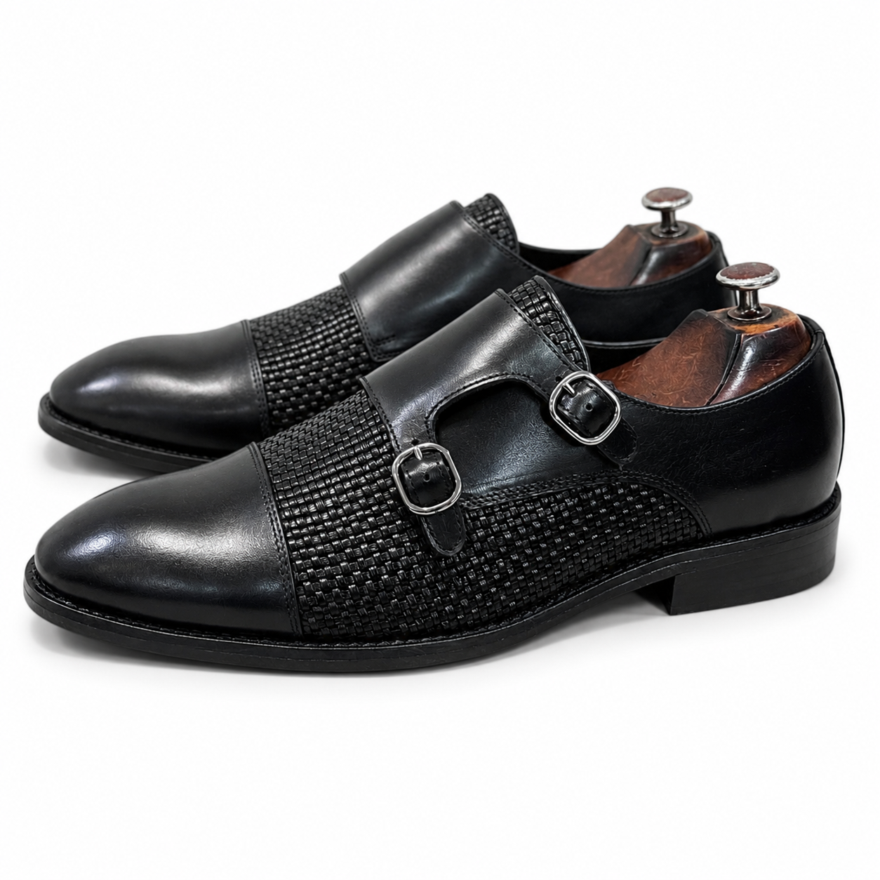 Black Double Monk Strap