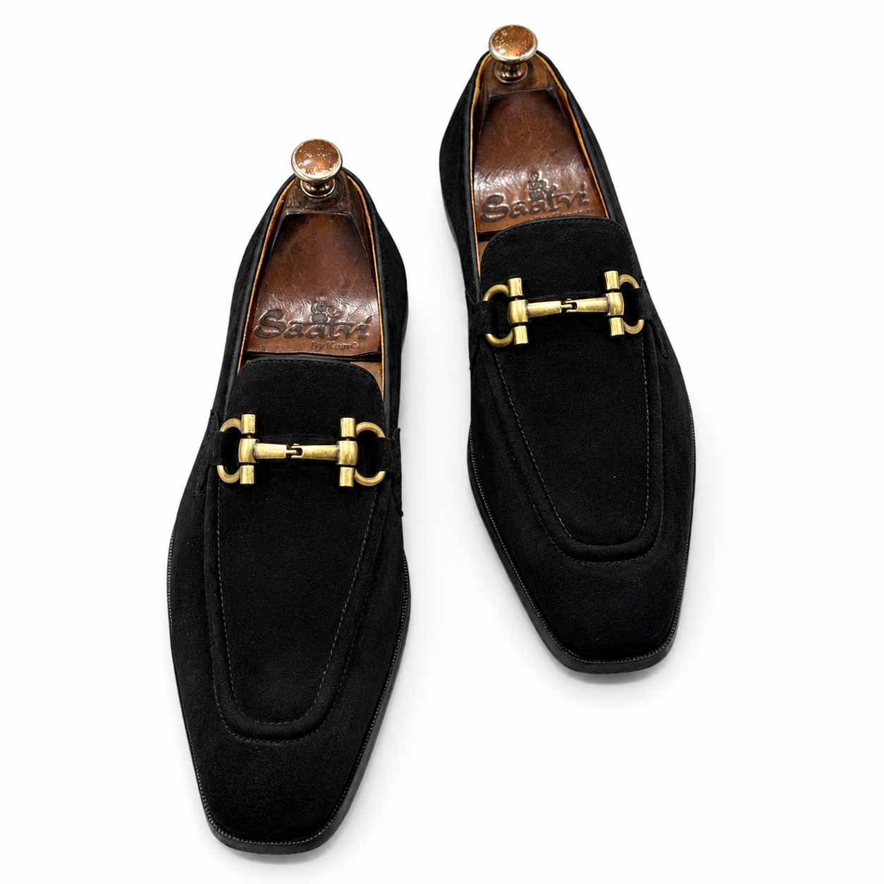 Noir Sovereign Horsebit Suede Loafers