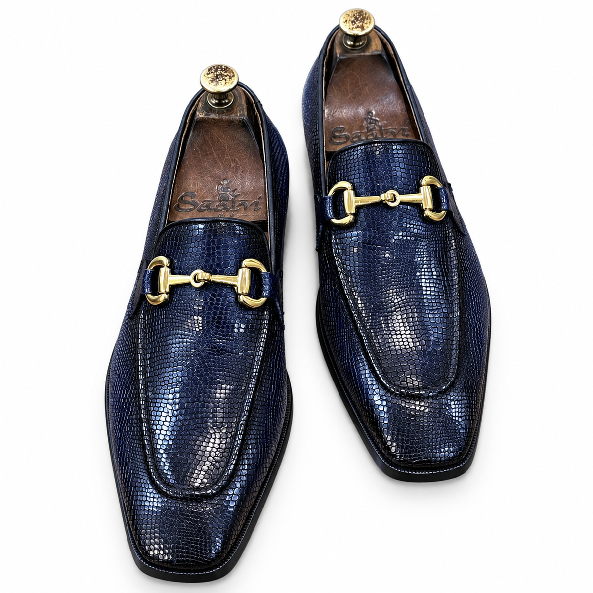 Savoy Spectator Monaco Lizard Horsebit Loafers – Midnight Navy