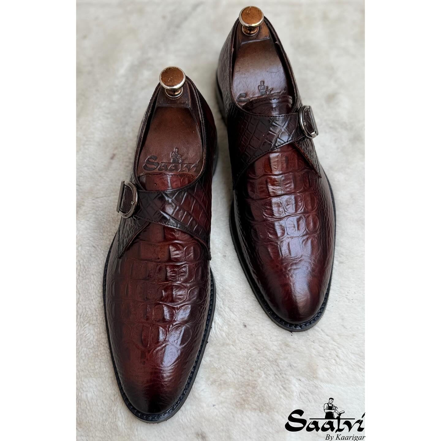 Single Monk Strap Croco Brown