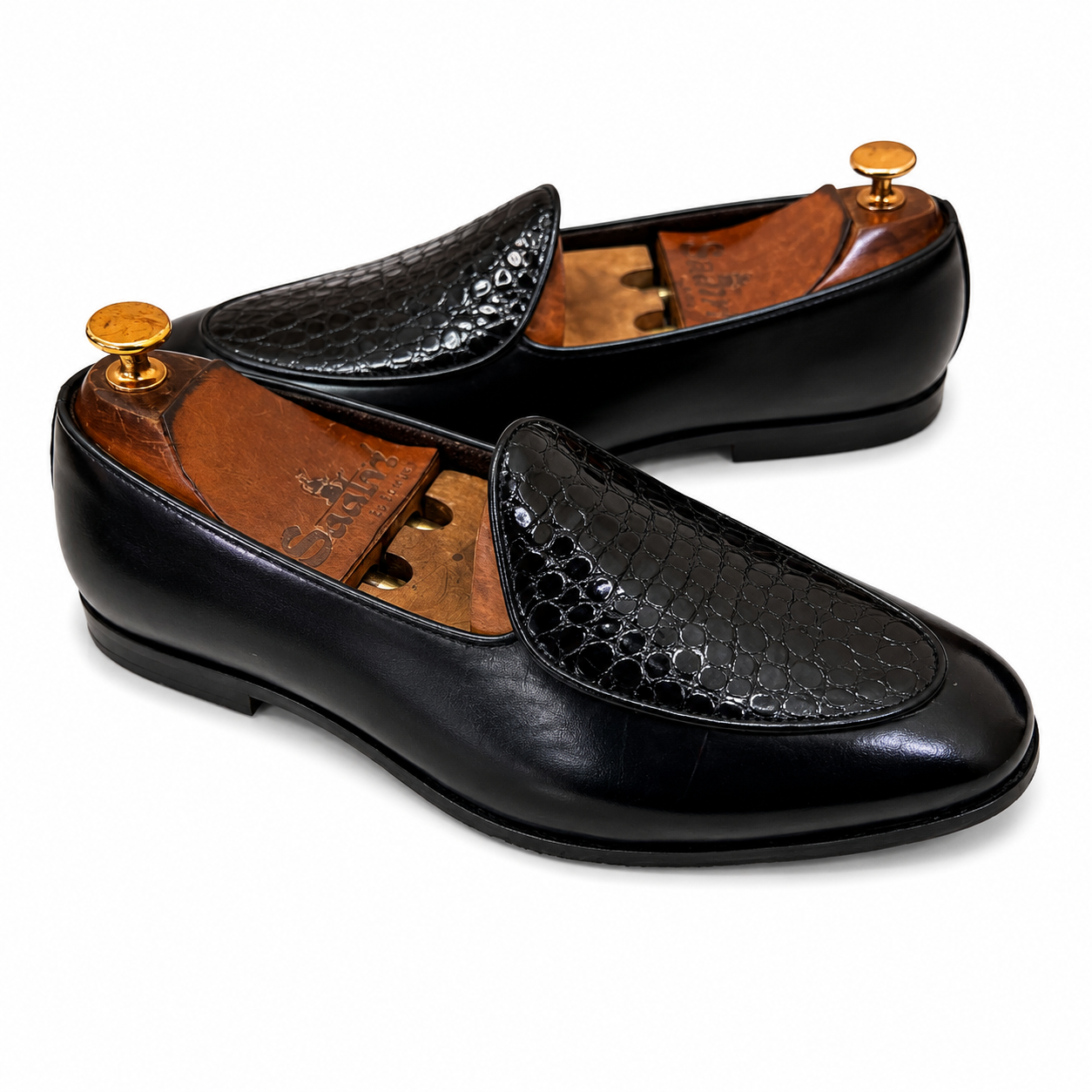 Belgian Loafers With Patent Croco