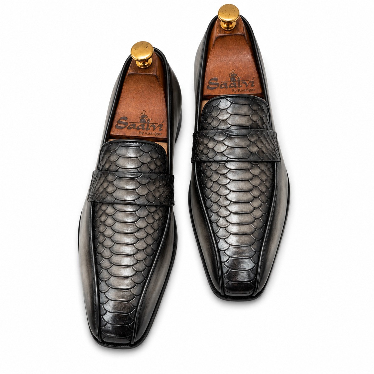 Noir Obsidian Croco Strap Loafers