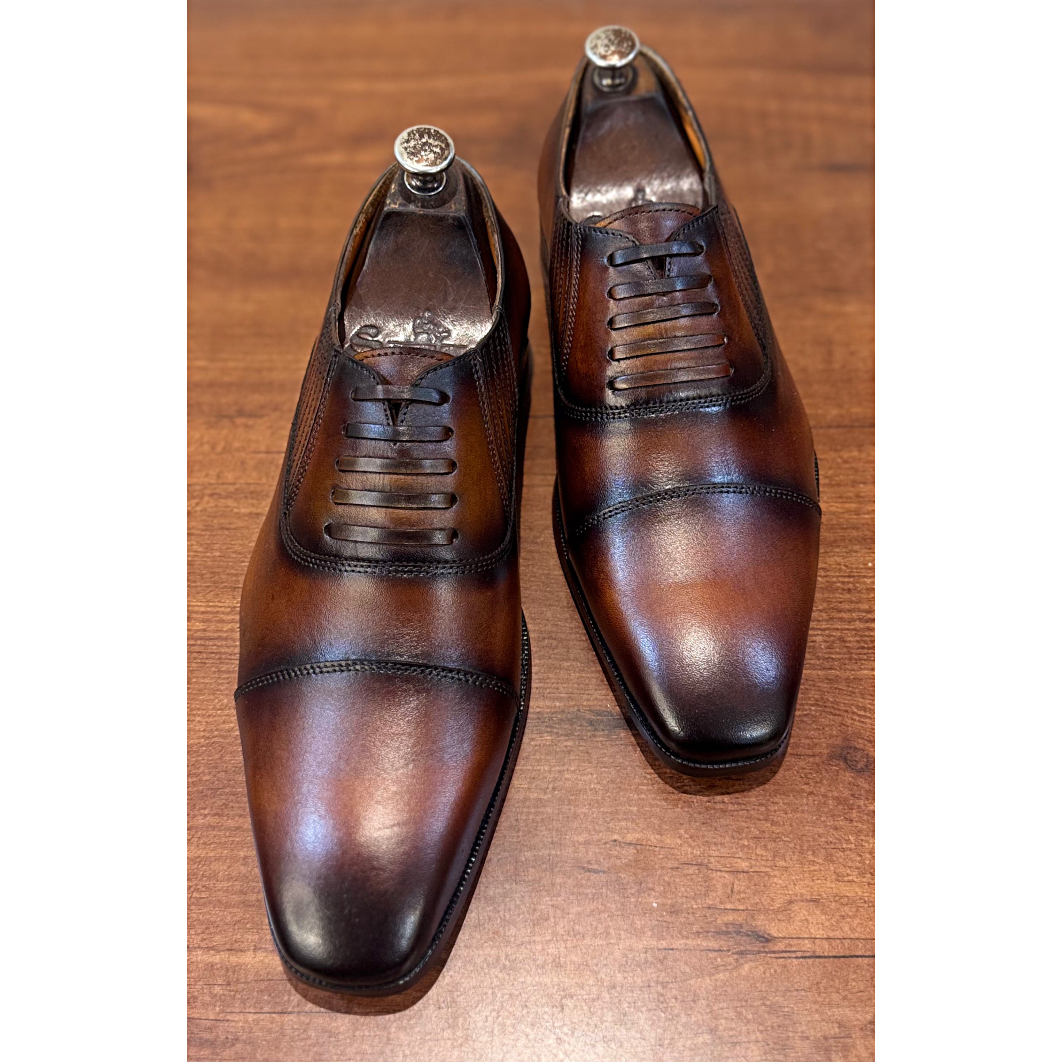 Tan Hand Patina Loafers Italia