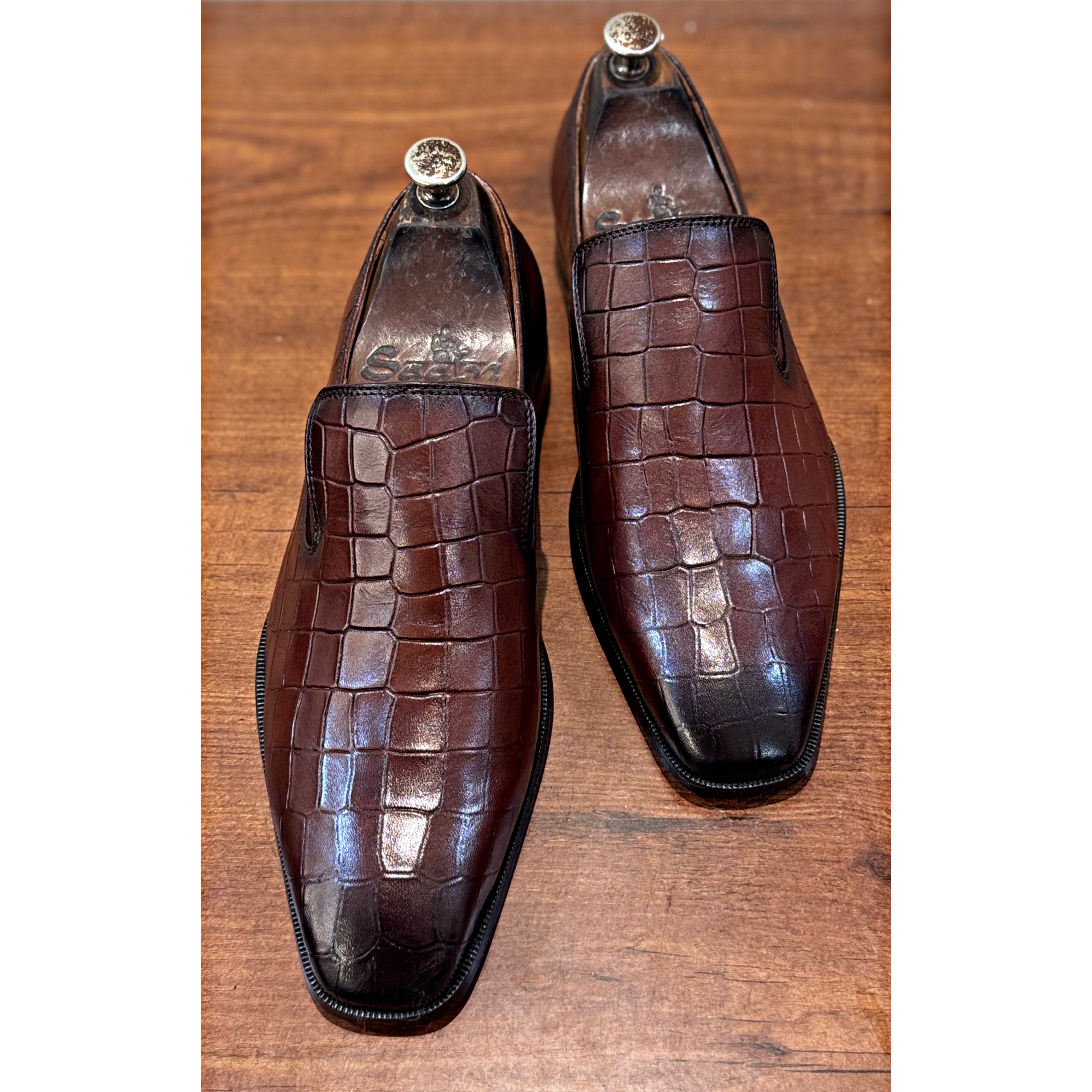 Massimo - Brown Croc Loafers