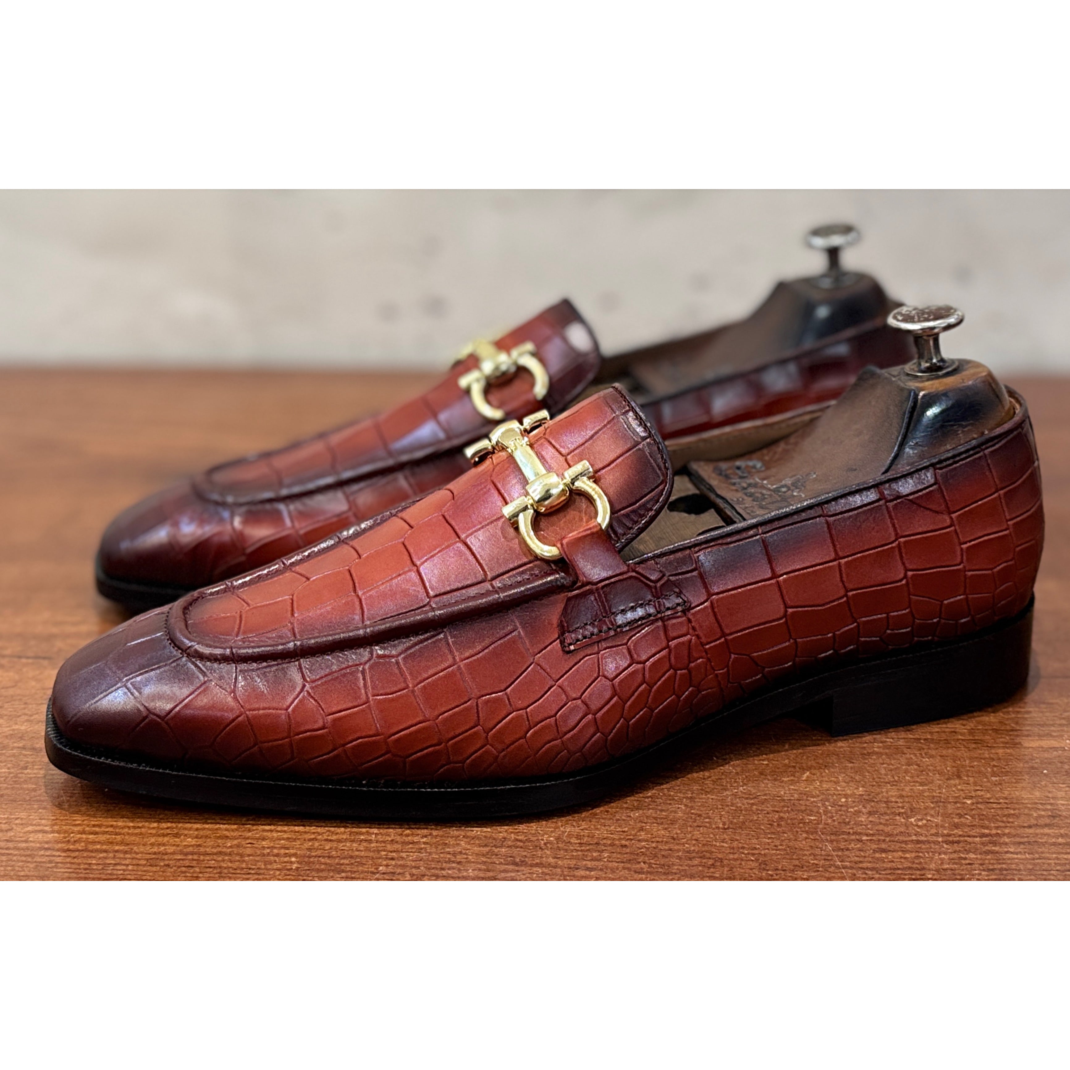 Imperial Croco Horsebit Loafers – Tan Brown