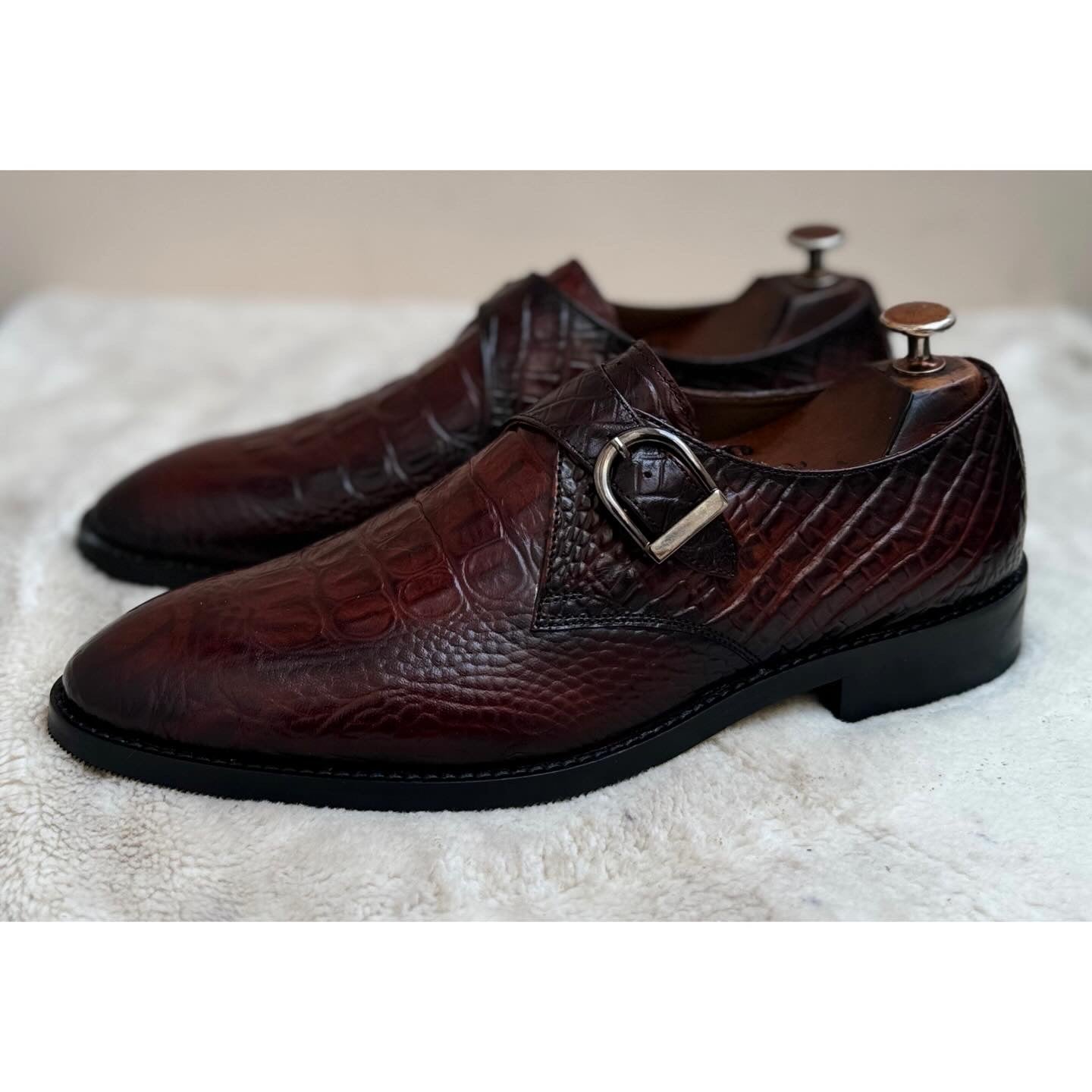 Single Monk Strap Croco Brown