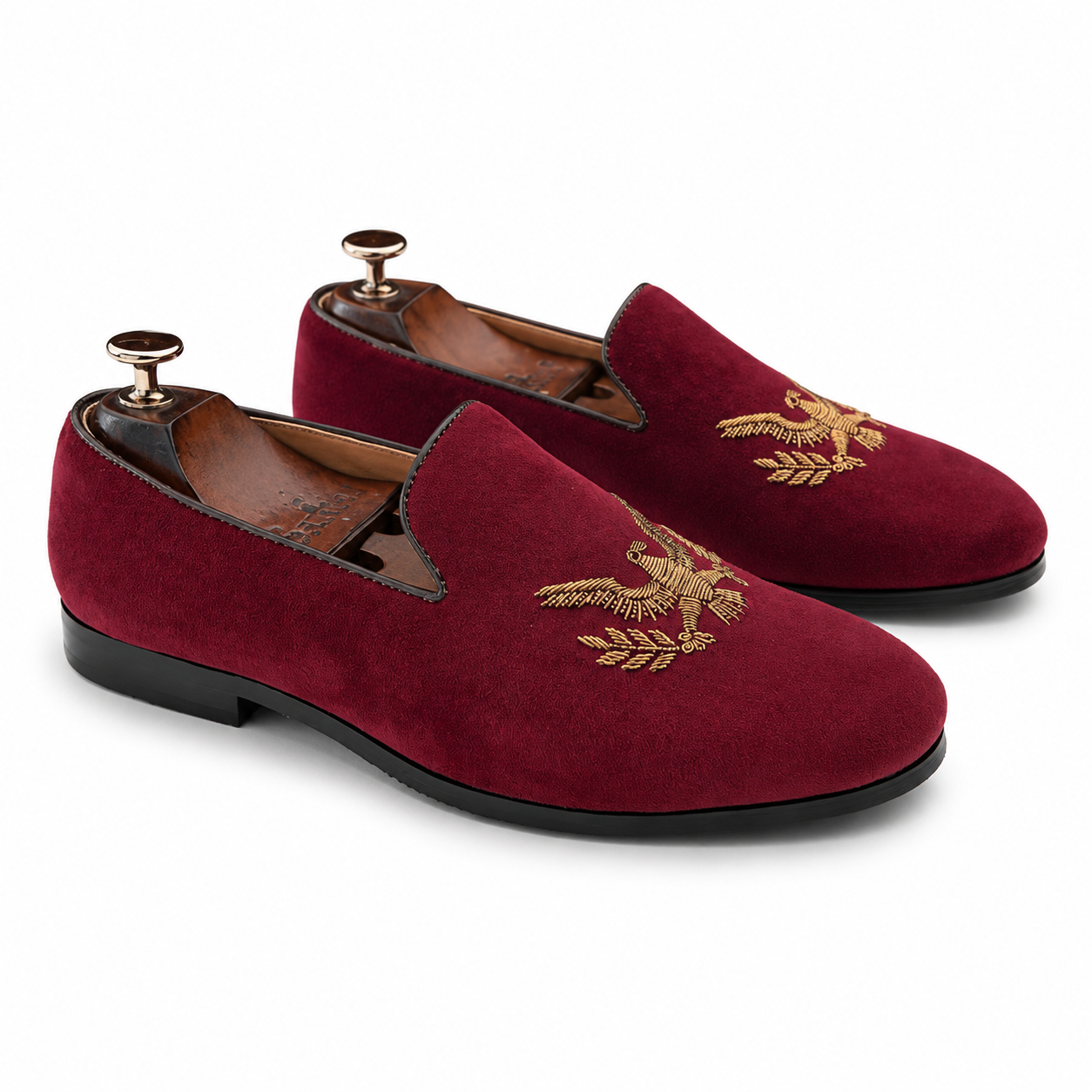 Imperial Eagle Velvet Loafers