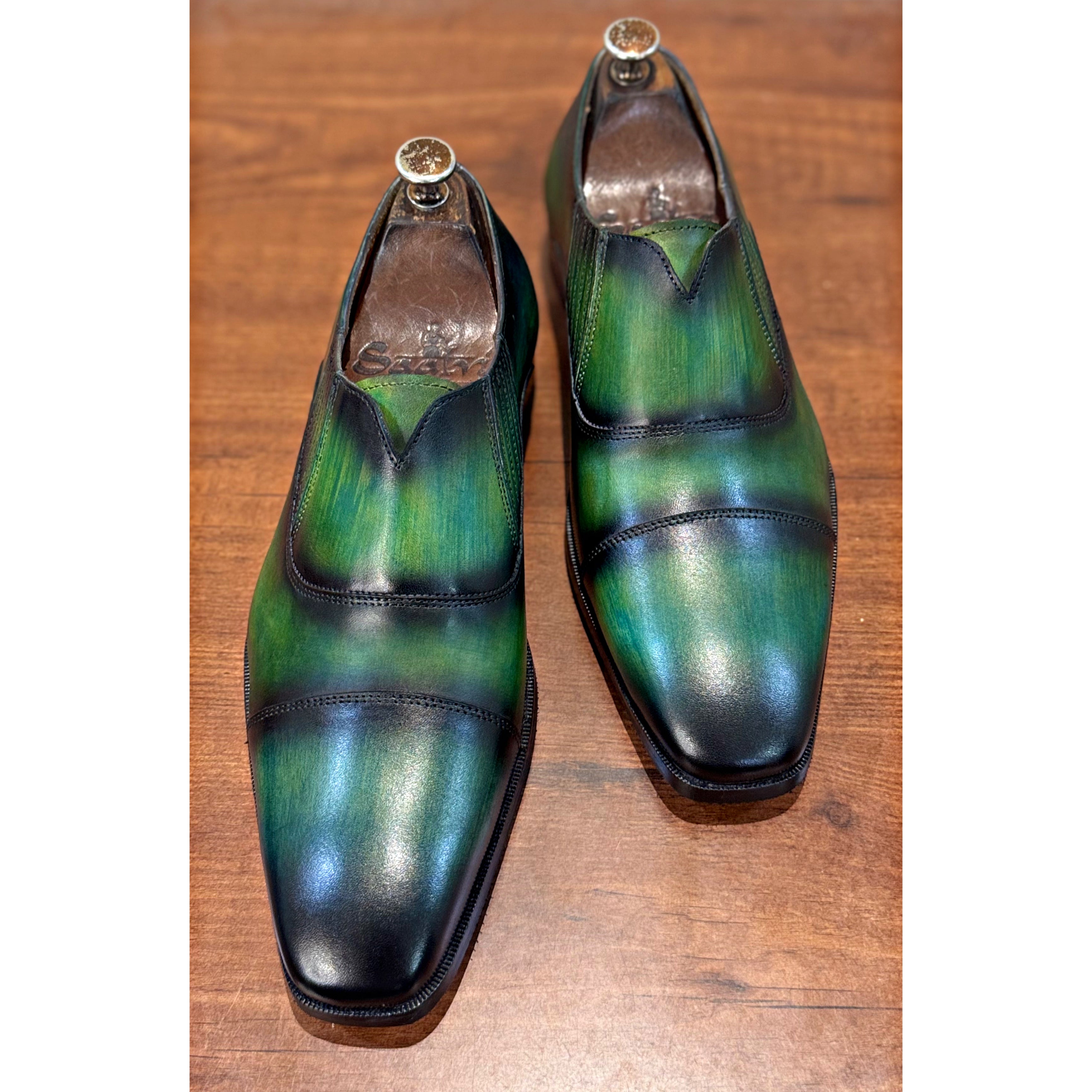 Green Hand Patina Loafers Italia