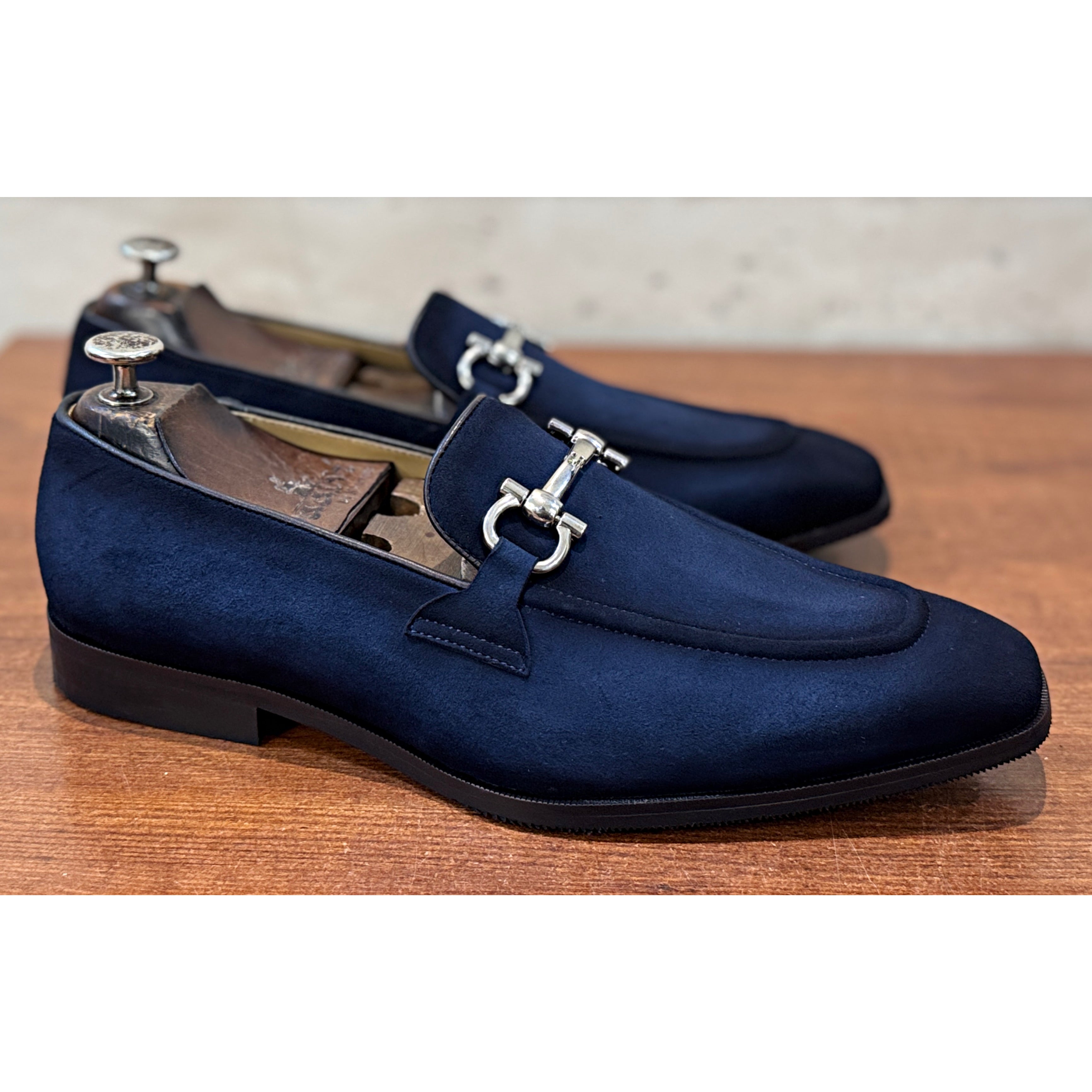 The Midnight Riviera – Navy Suede Horsebit Loafers