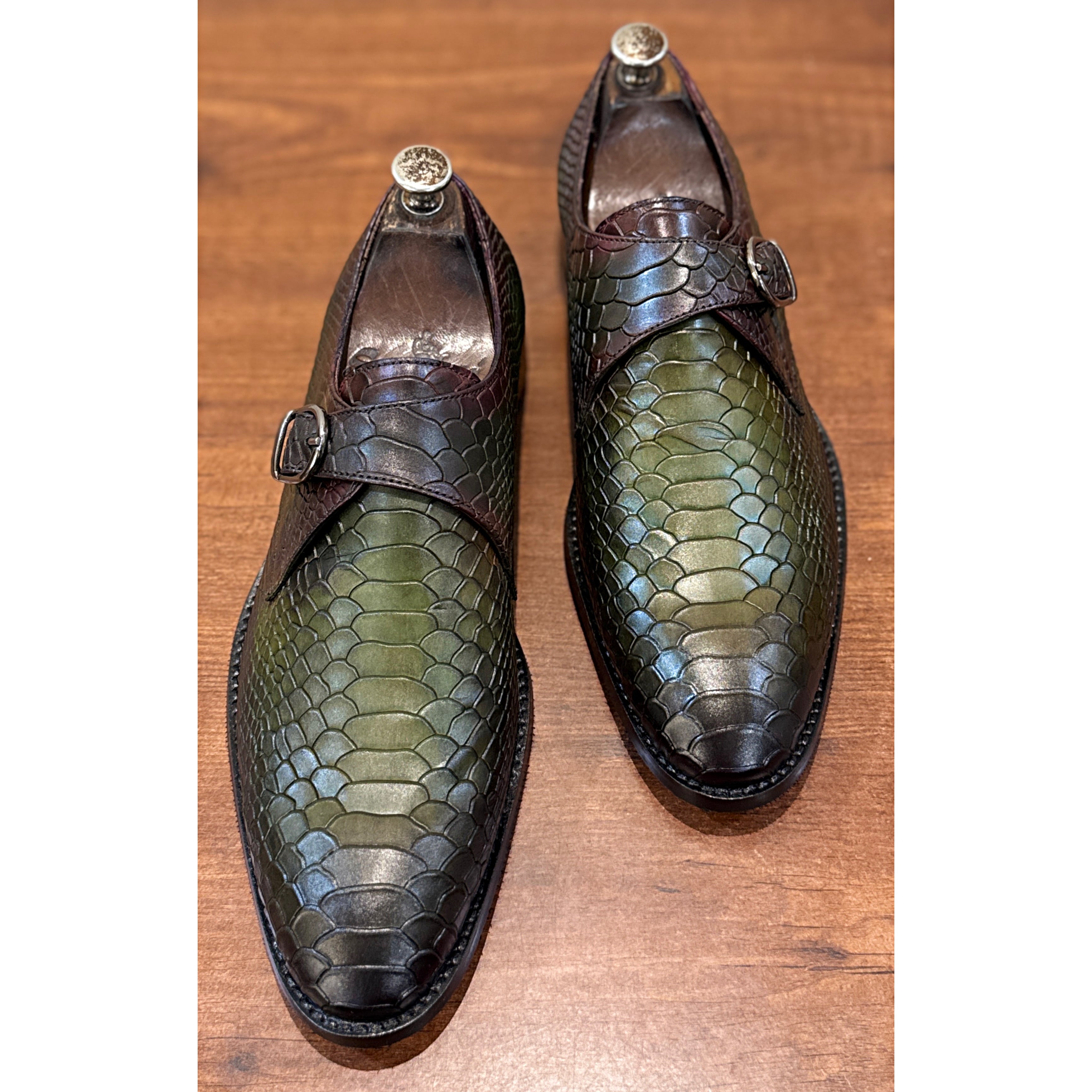 Emerald Python Single Monk Shoes