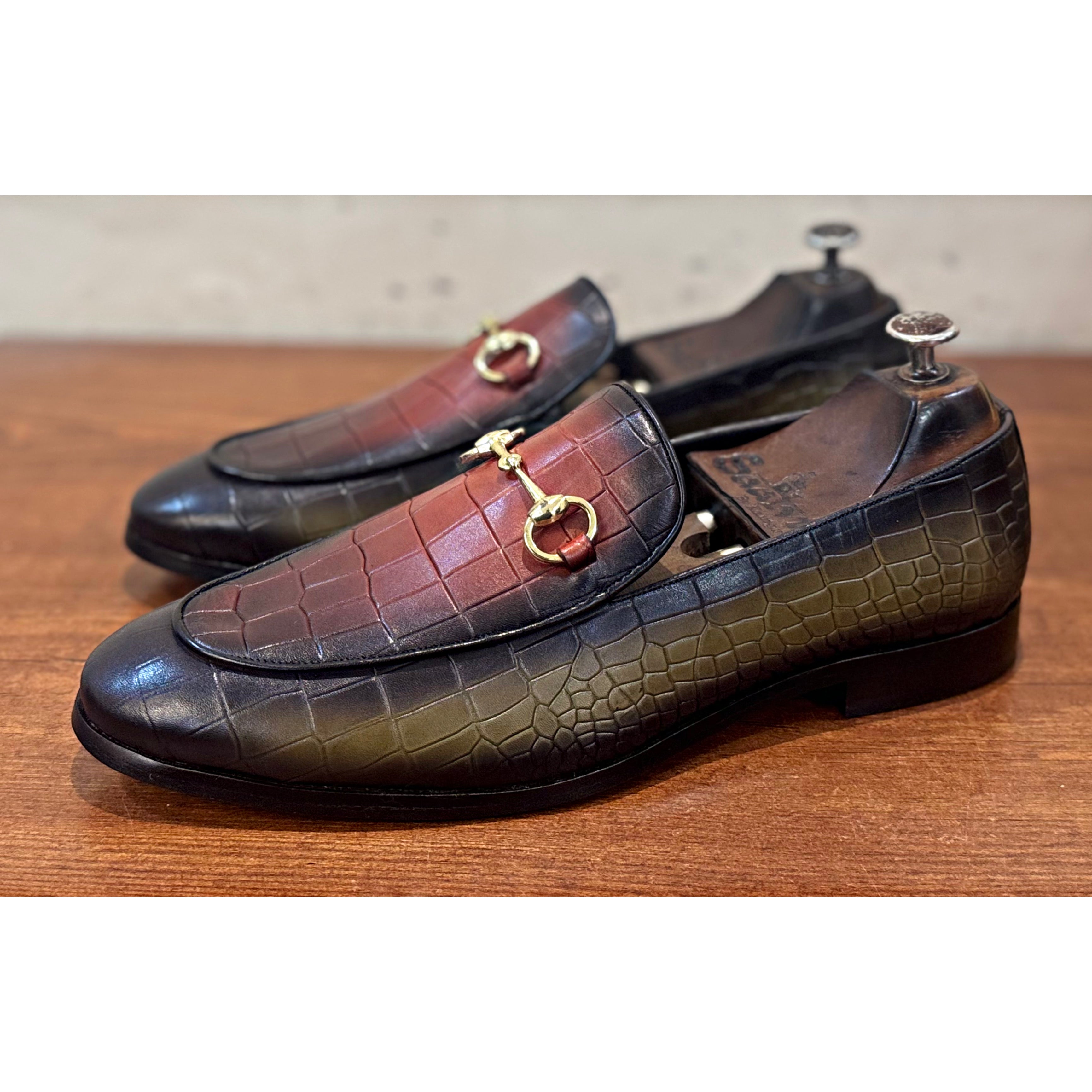 Horsebit Loafers Hand Patina Green