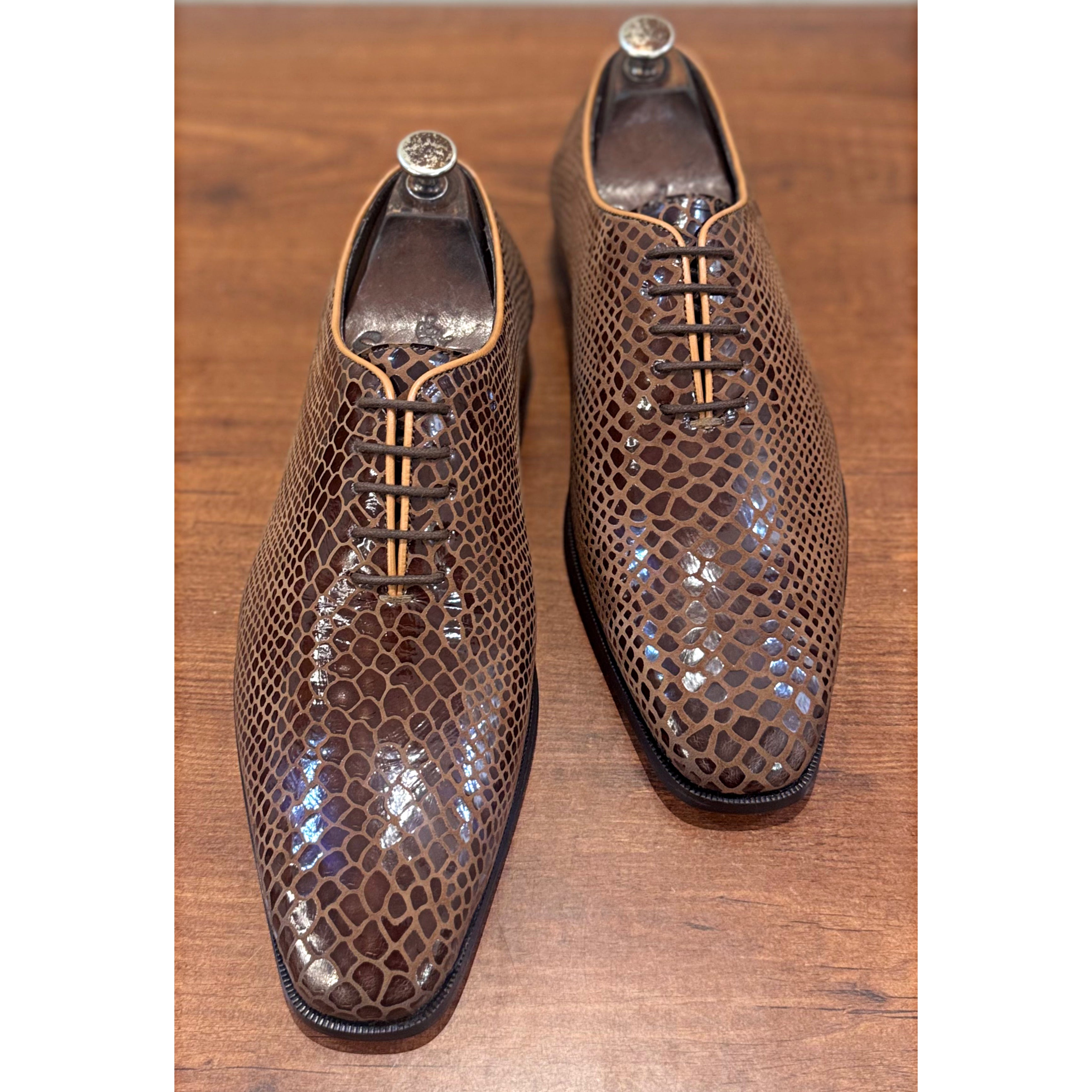 Brown Snake Foil Oxfords