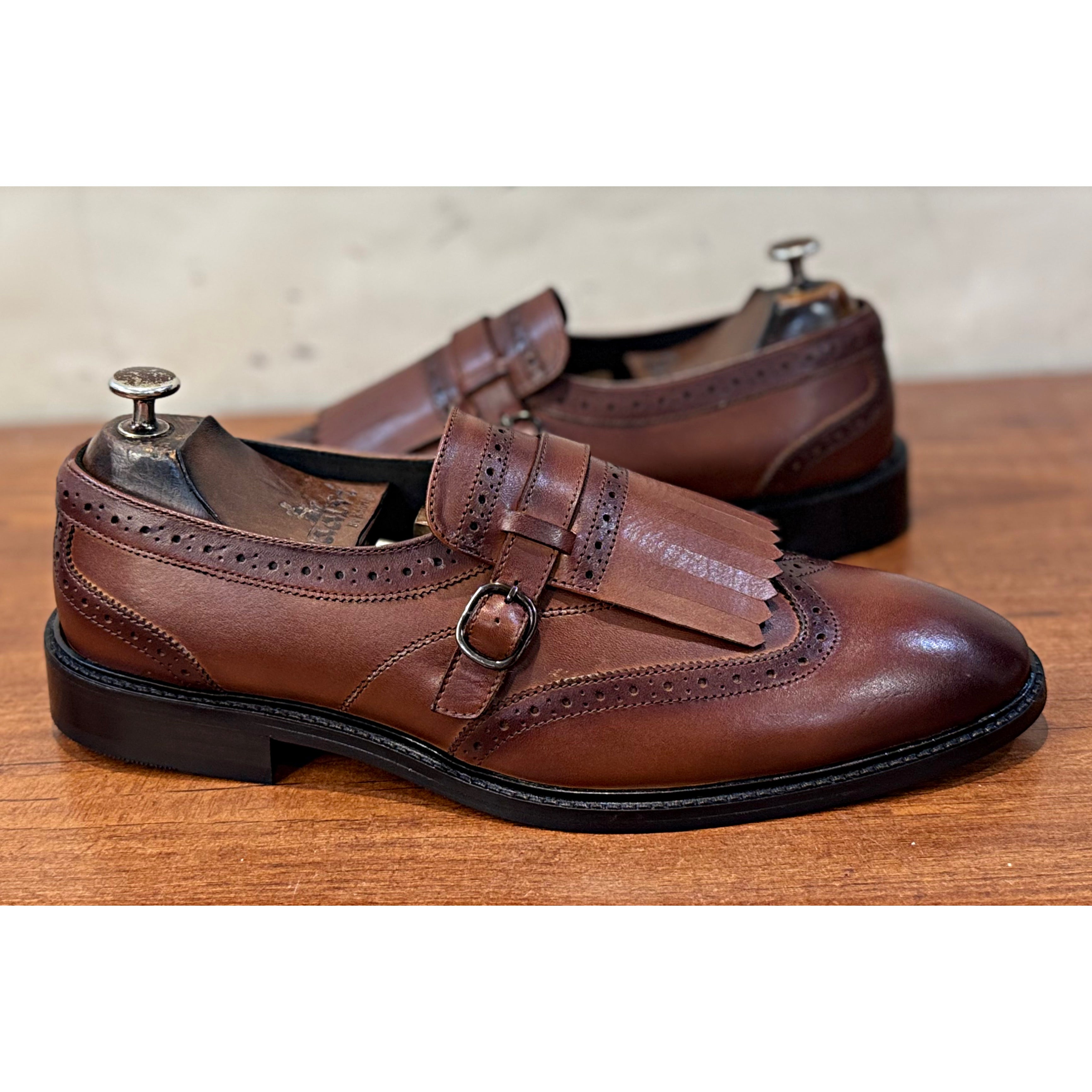 Wingcap Monk Loafers - Tan