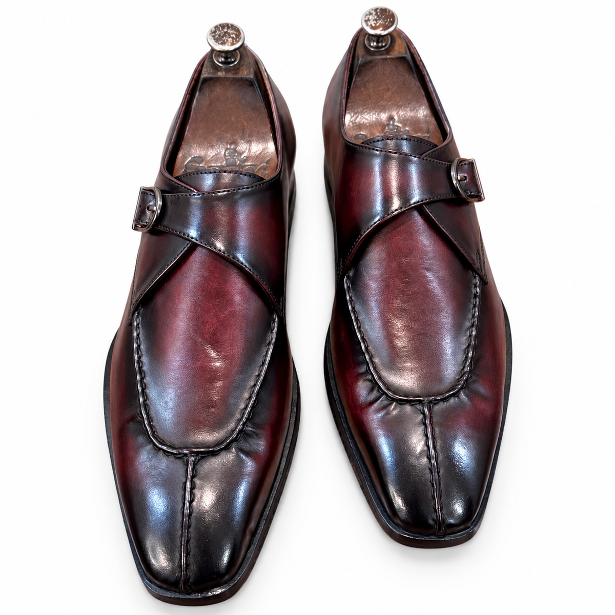Bordeaux Noir Patina Single Monk Shoes