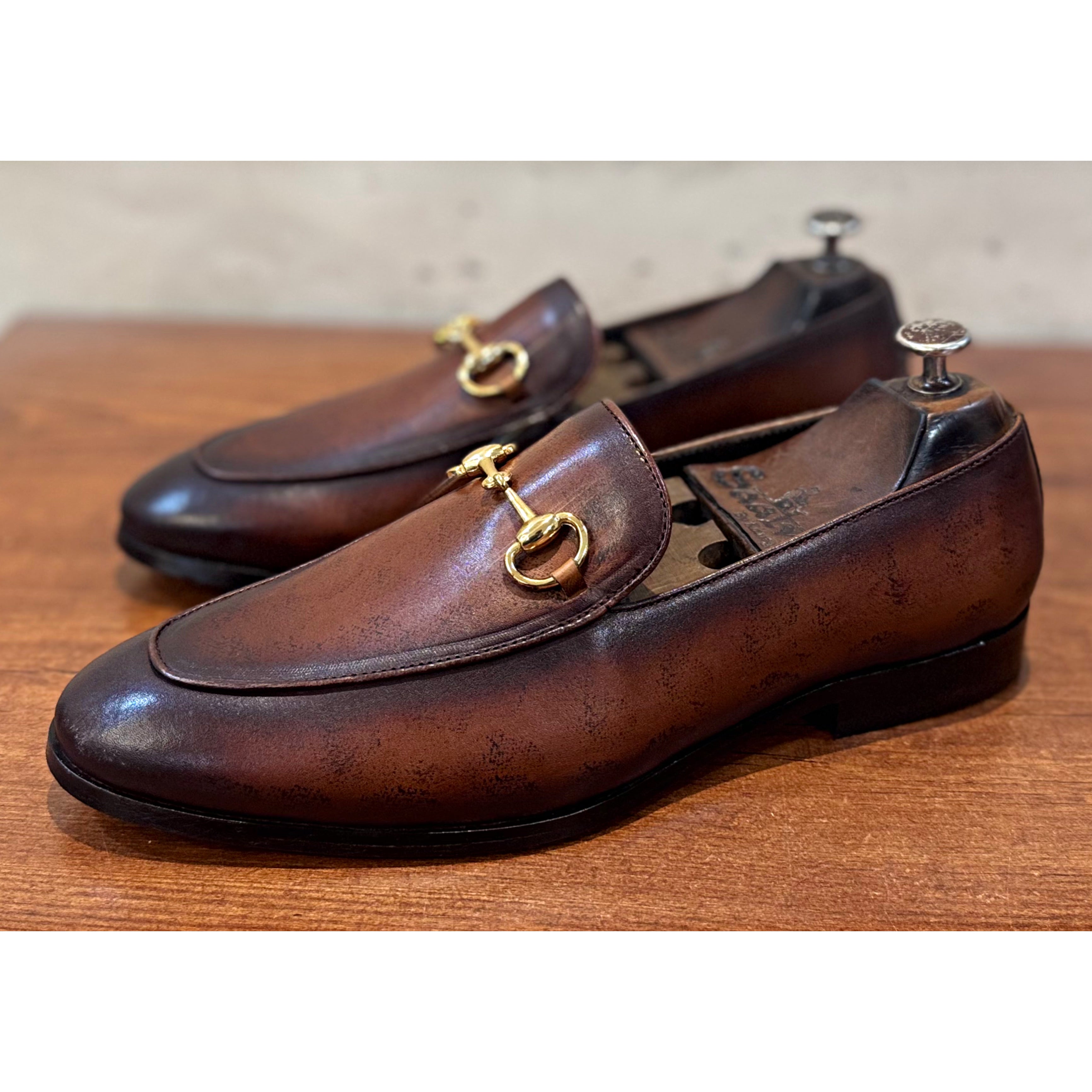 Horsebit Loafers Hand Patina Tan Brown