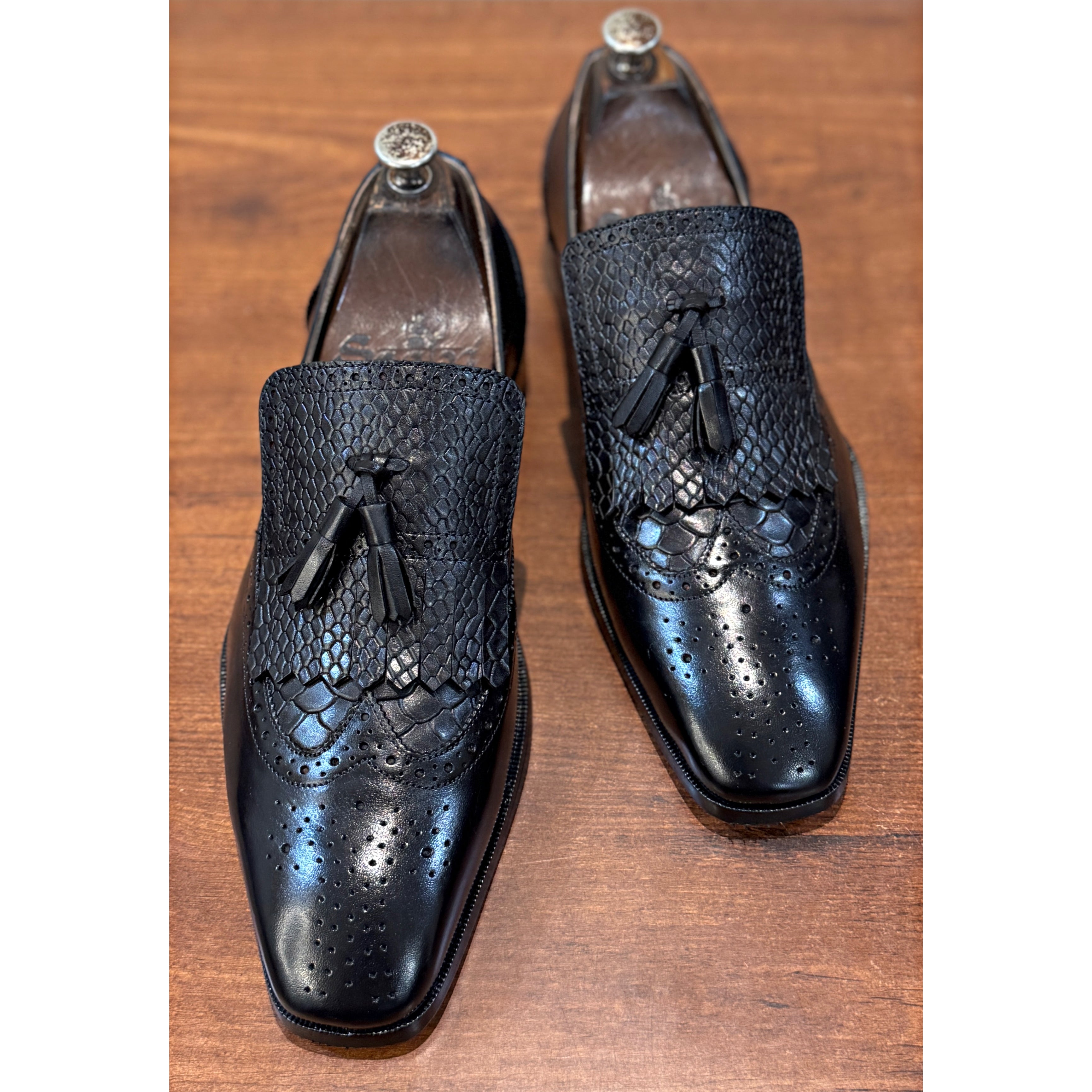 Regal Python Tassel Loafers Black