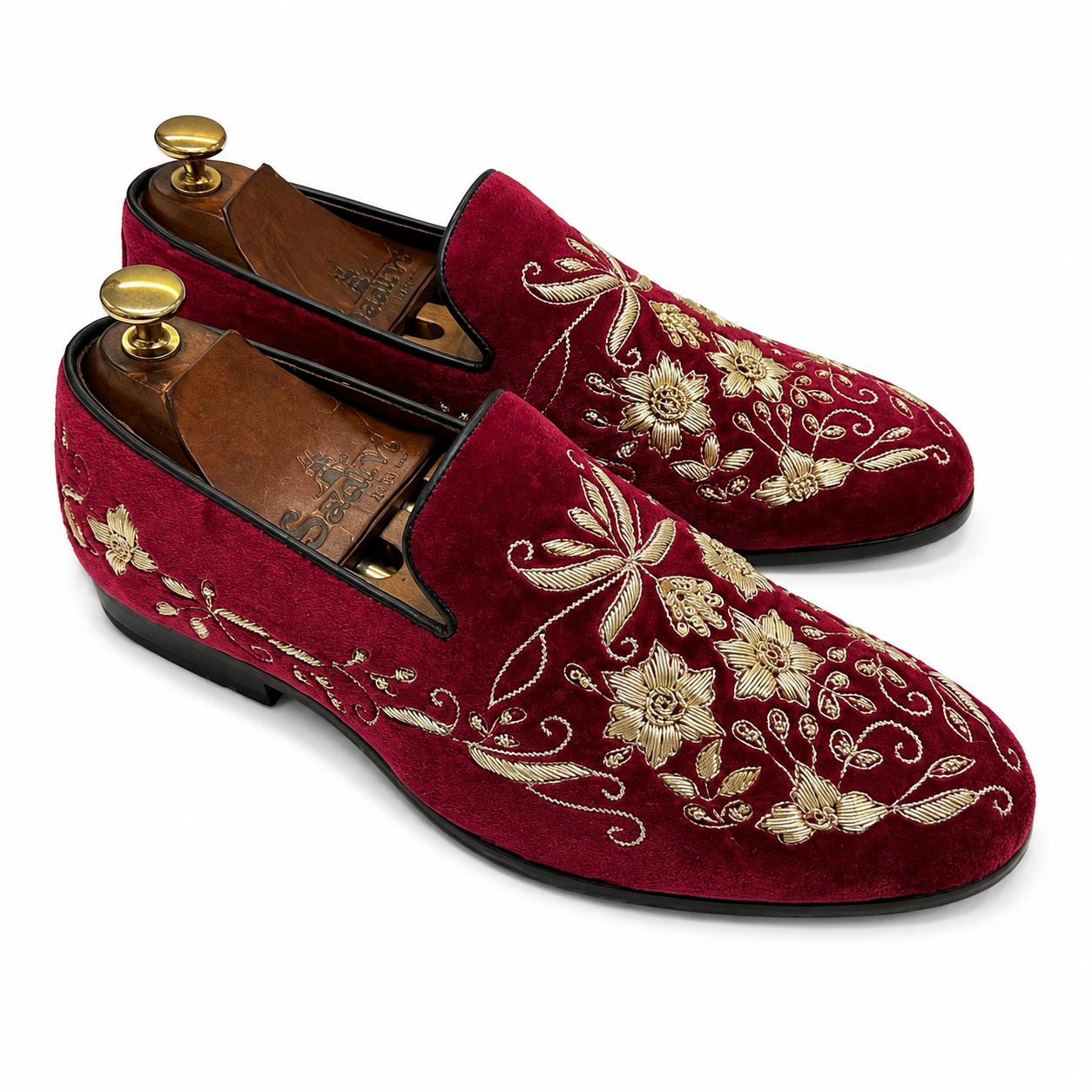 Saalvi Imperial Bordeaux Velvet Loafers