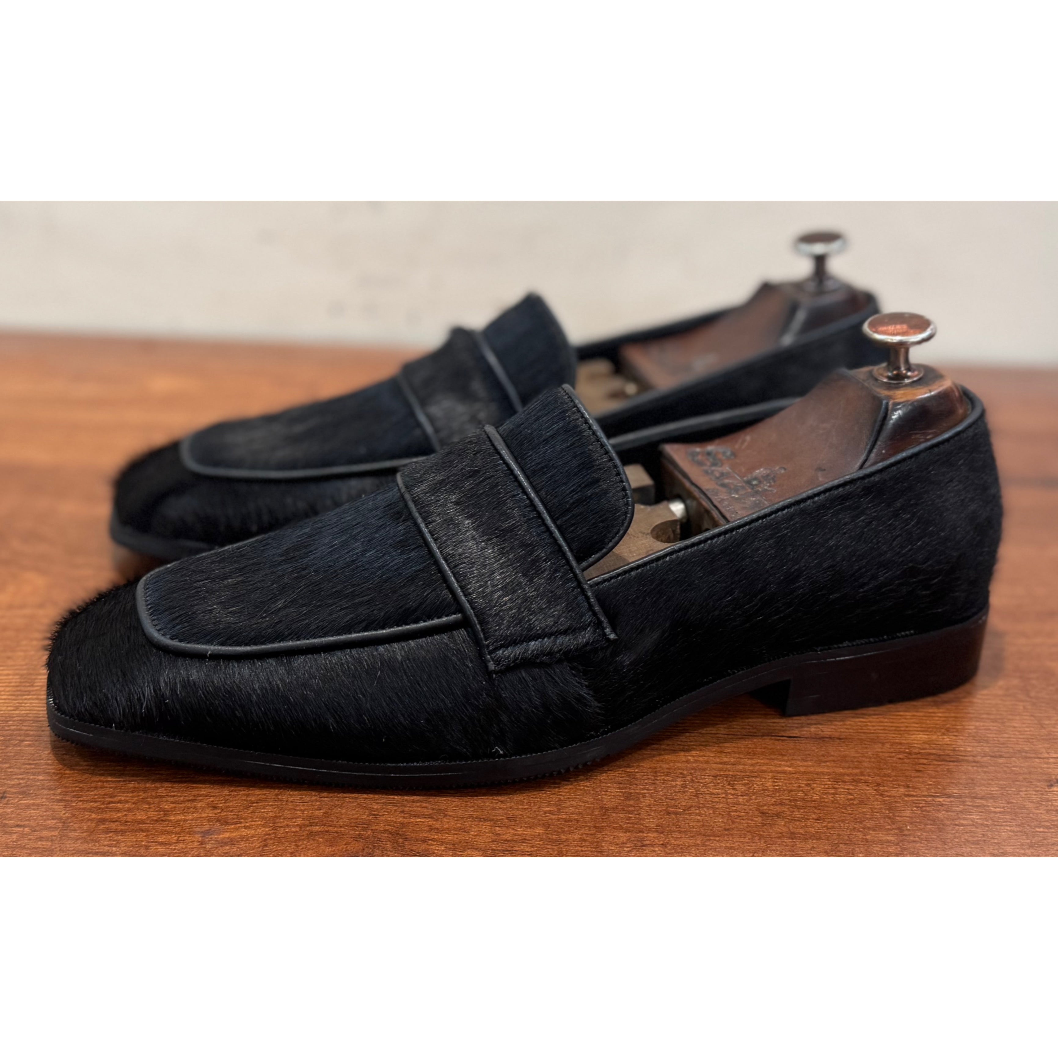 Hairon Leather Loafers Black