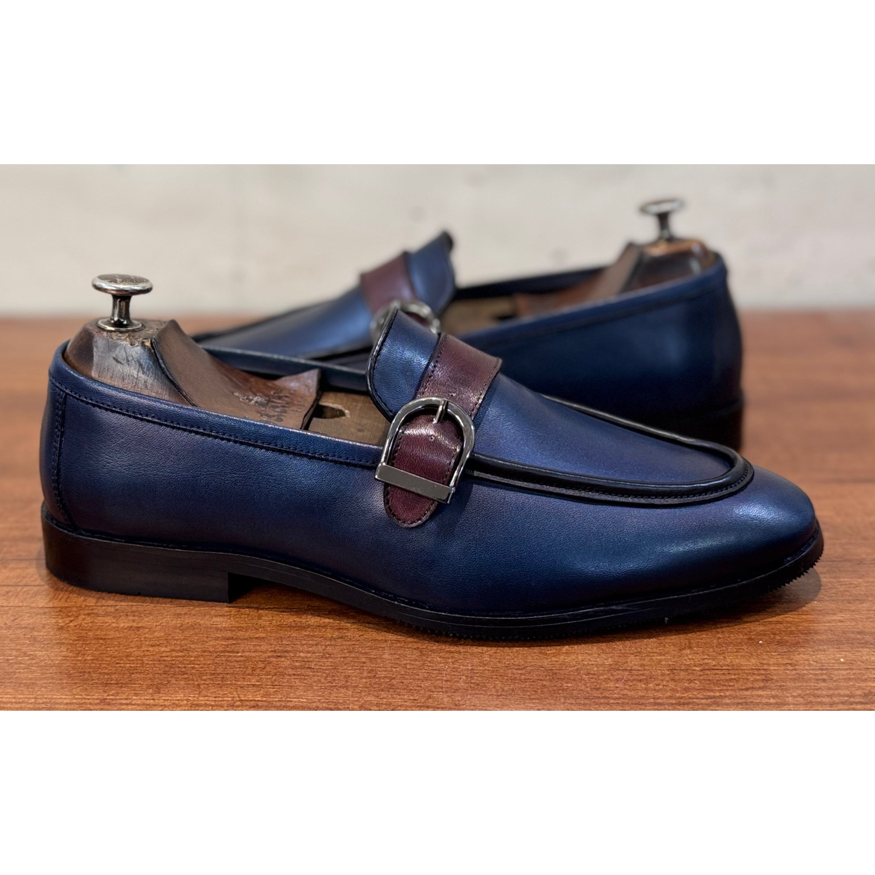 Helio Blue Hand Patina Loafers