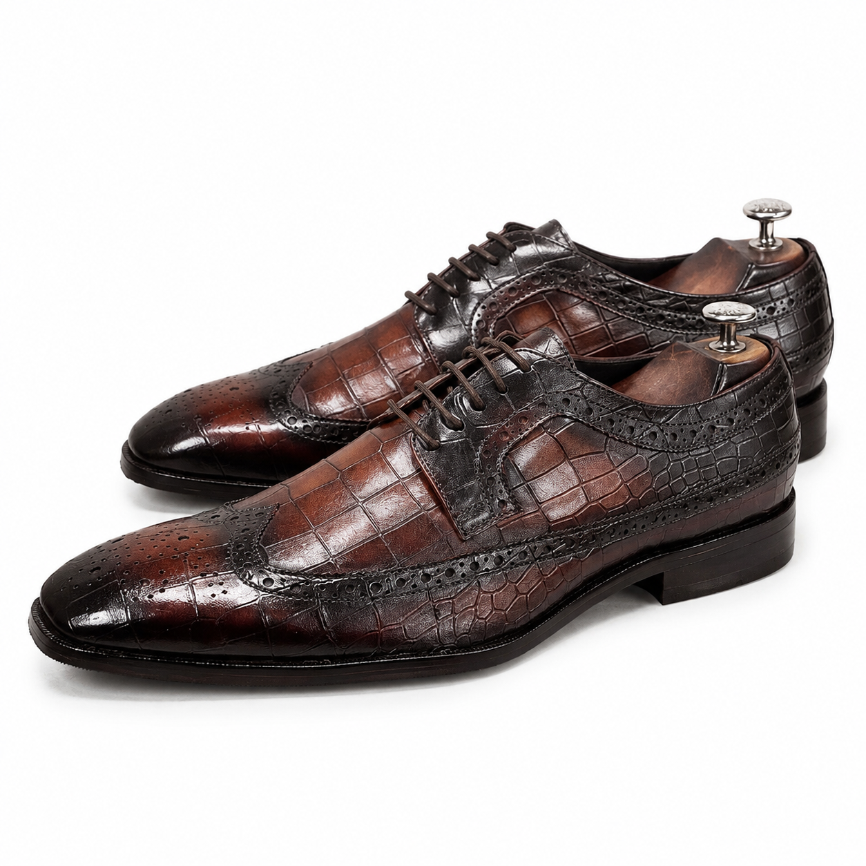 Saalvi Aureon Regent Croc-Embossed Brogue