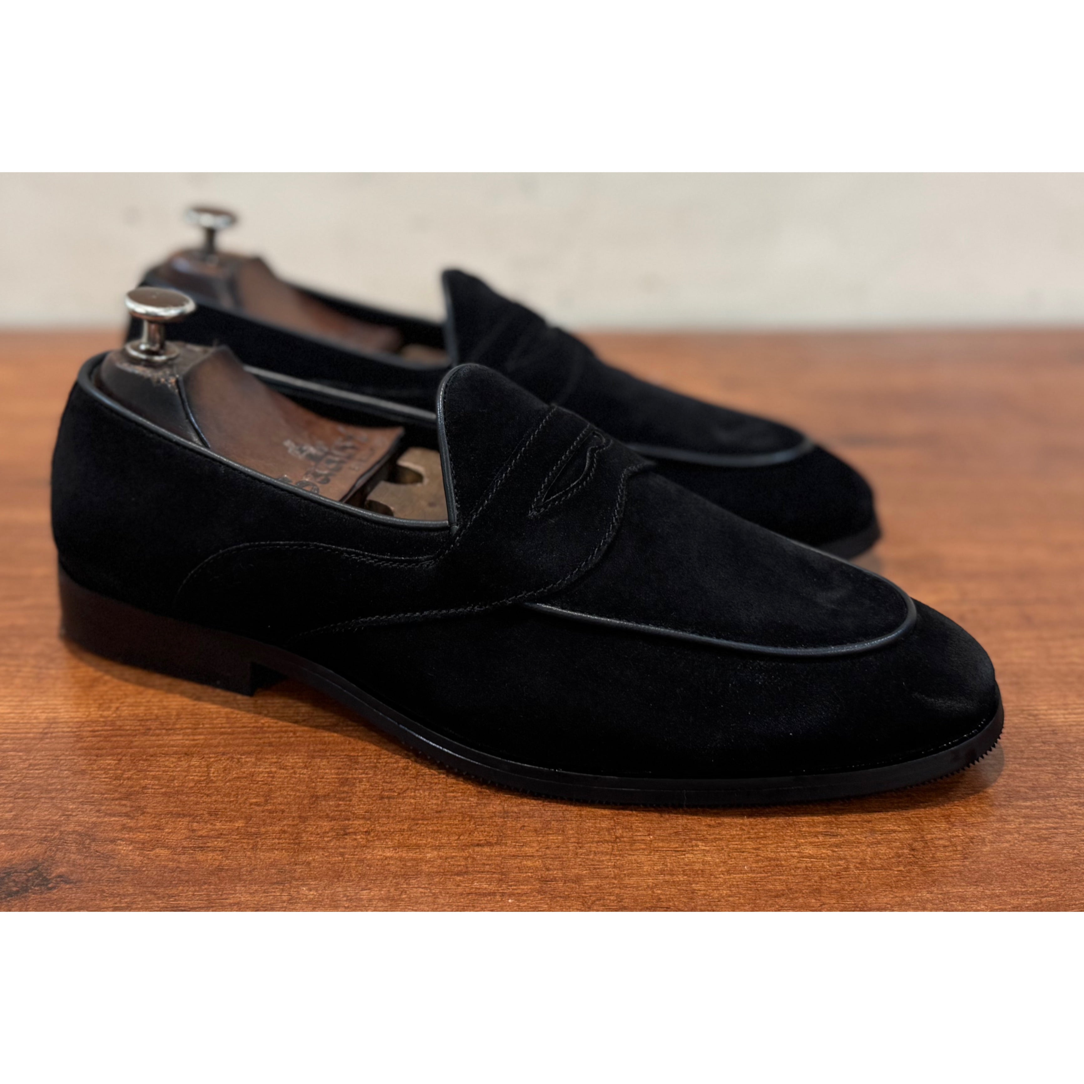Full Saddle Penny Loafers Black