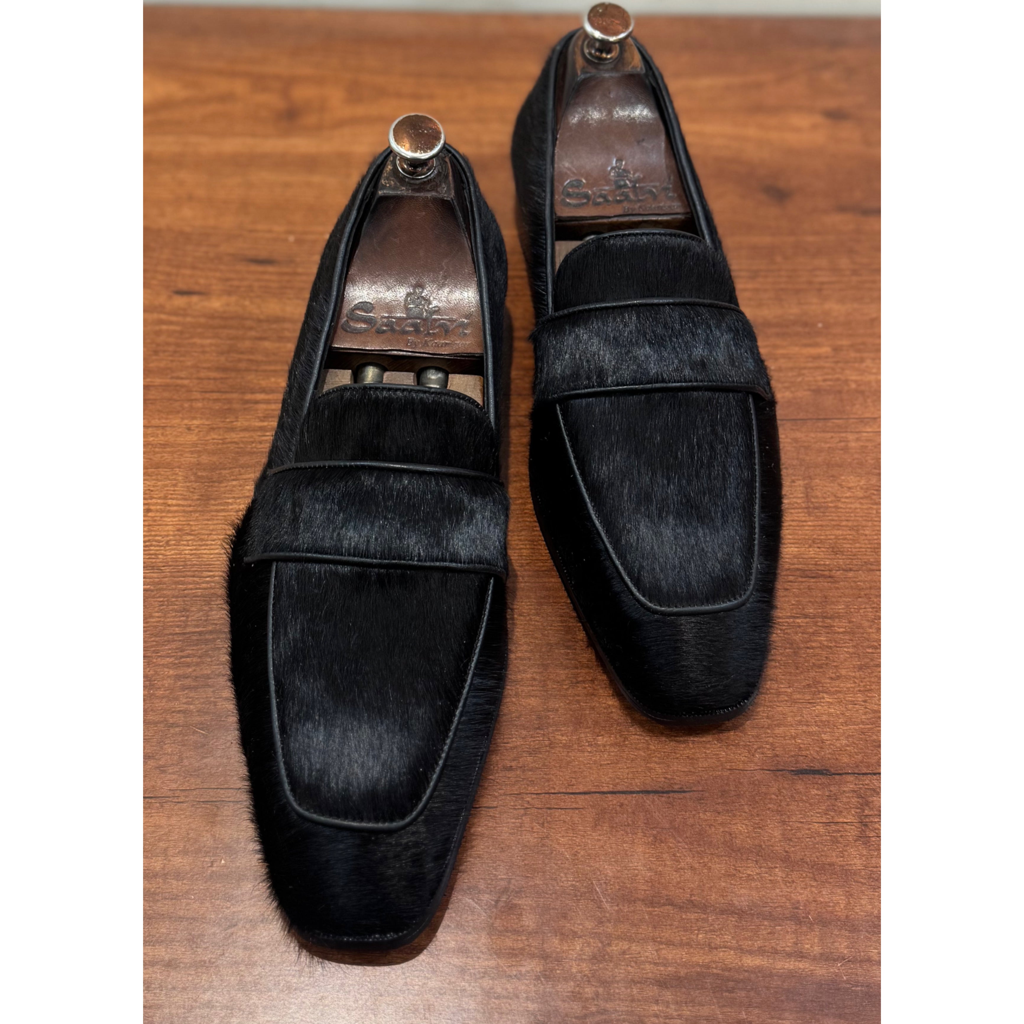 Hairon Leather Loafers Black