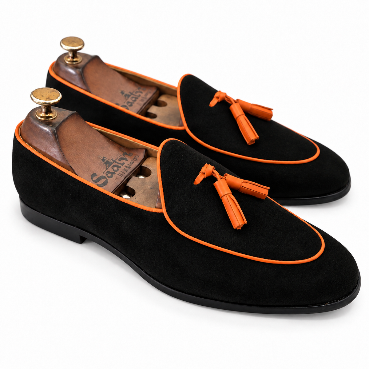 Noir Tangerine Tassel Loafers