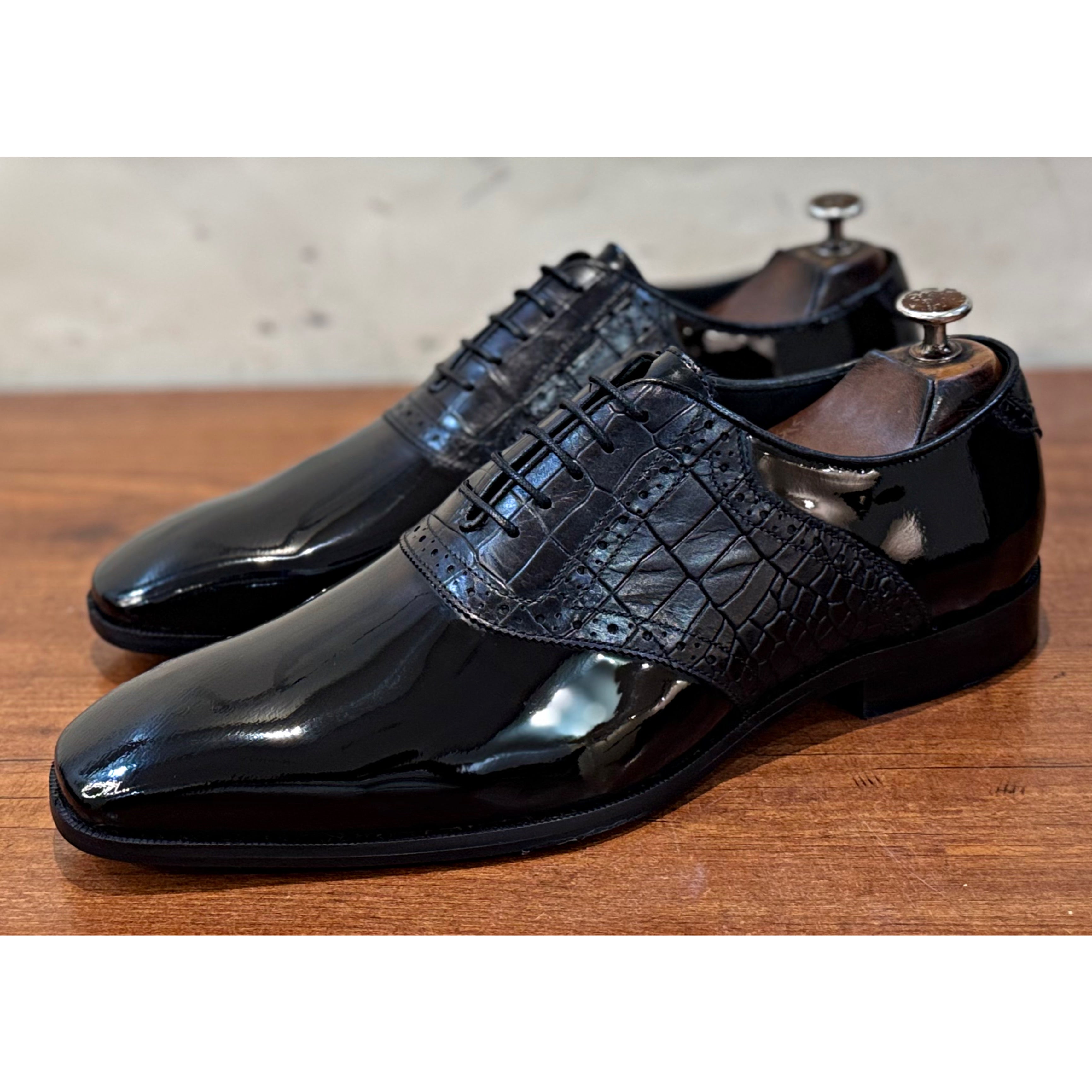 Black Patent Oxfords Croco
