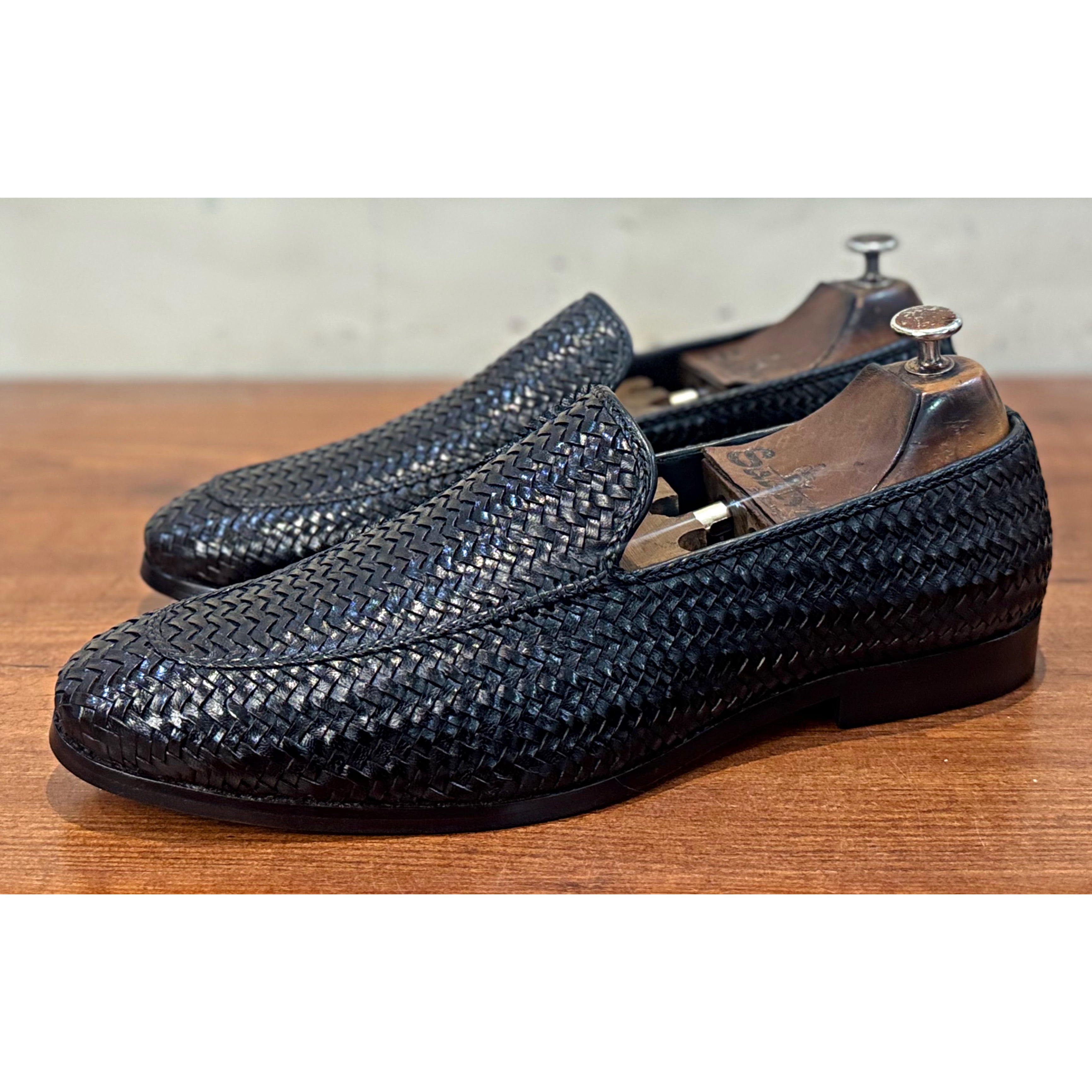 Black Handwoven Loafers
