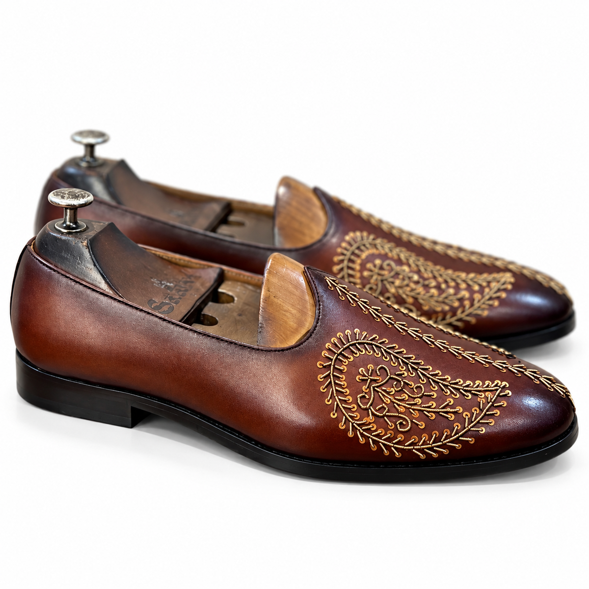 Saalvi Maharaja Cognac Embroidered Jalsa
