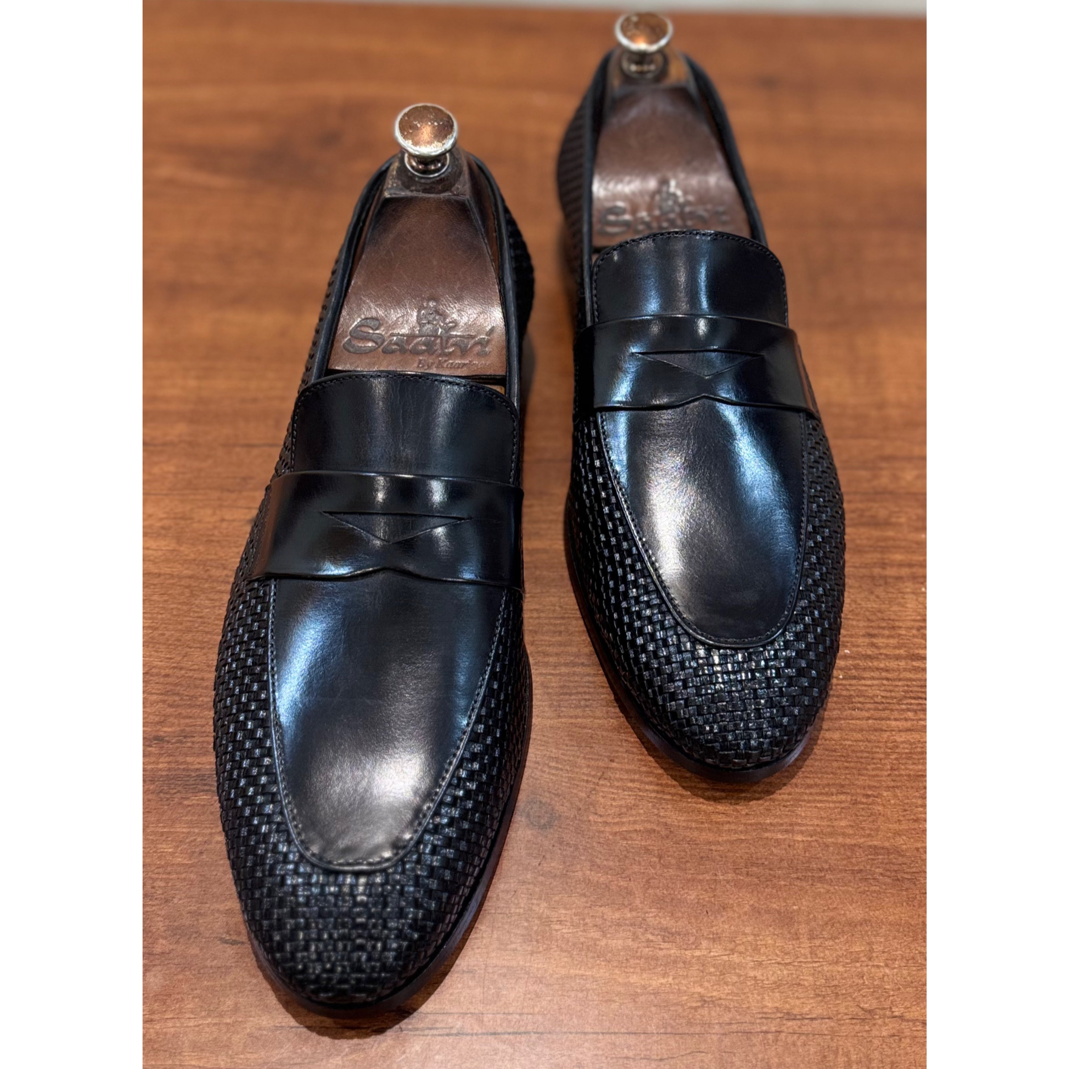 Black Penny Loafers Weave