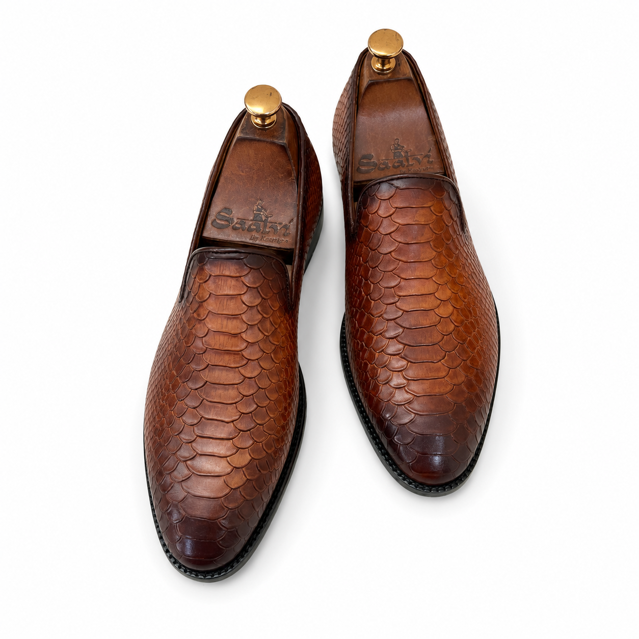 Aspen Python Loafers – Tan Embossed Leather