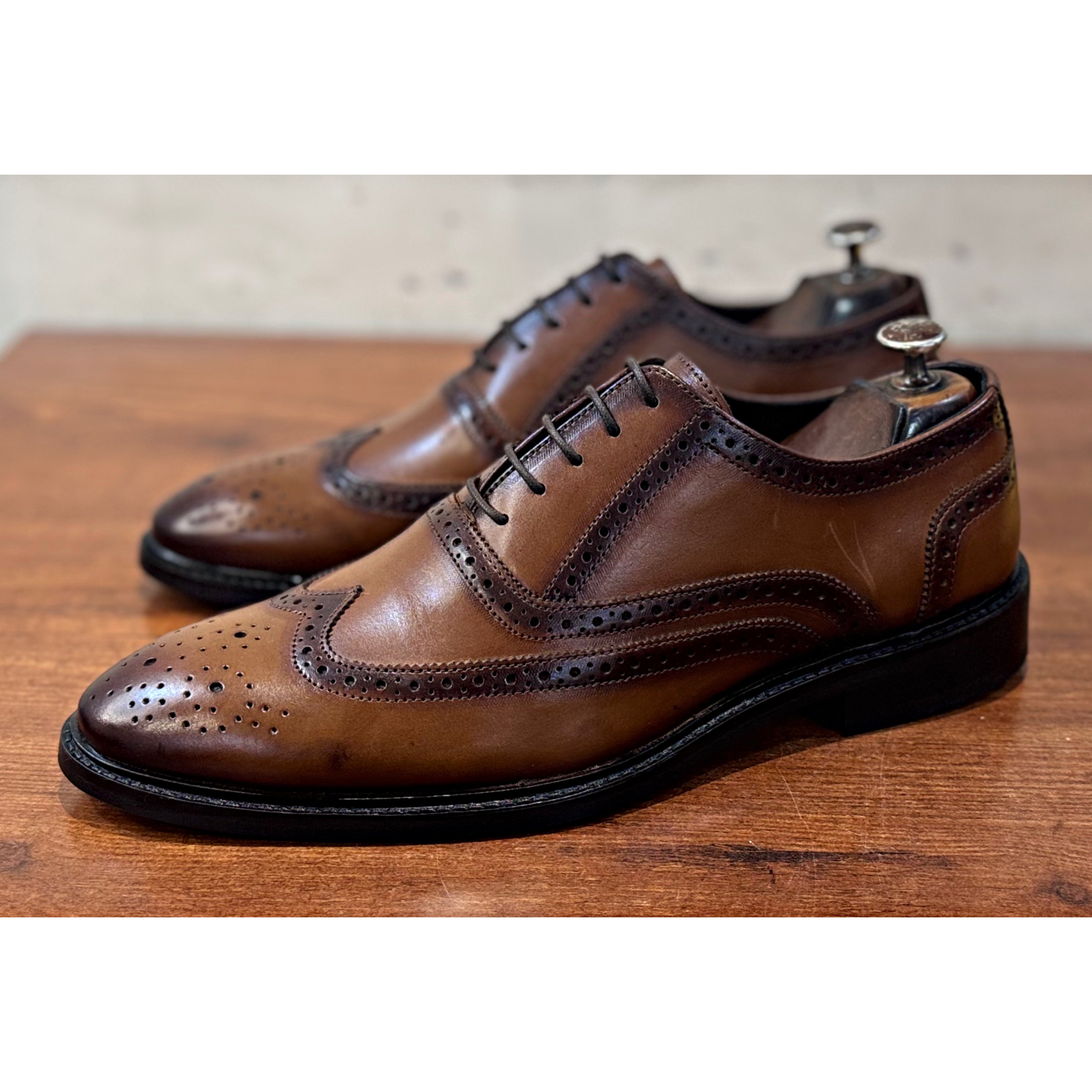 Saalvi Classic Hand Finished Wingtip Oxfords - Tan