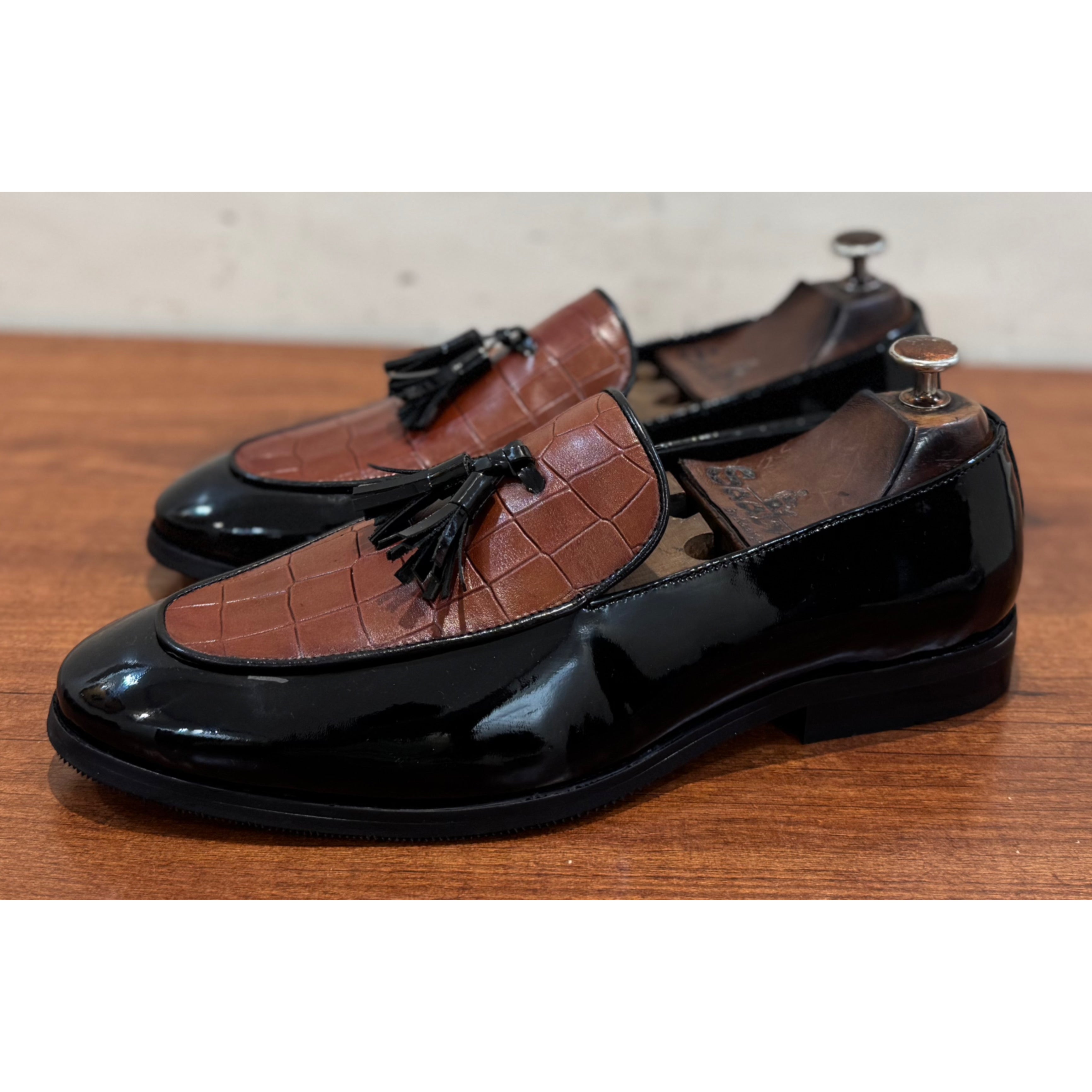 Black Patent Loafer with Tassles