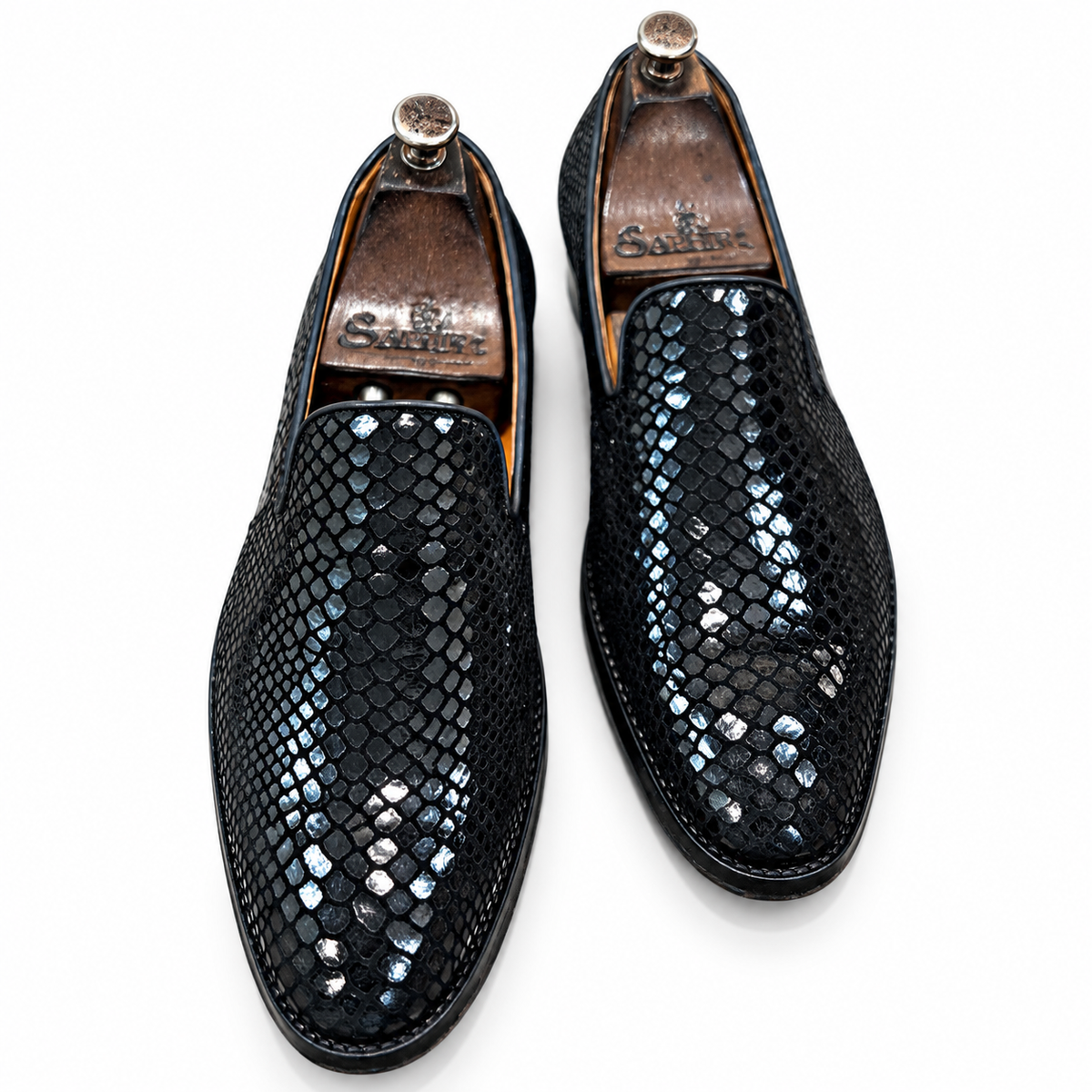 Noir Obsidian Snake Foil Loafers