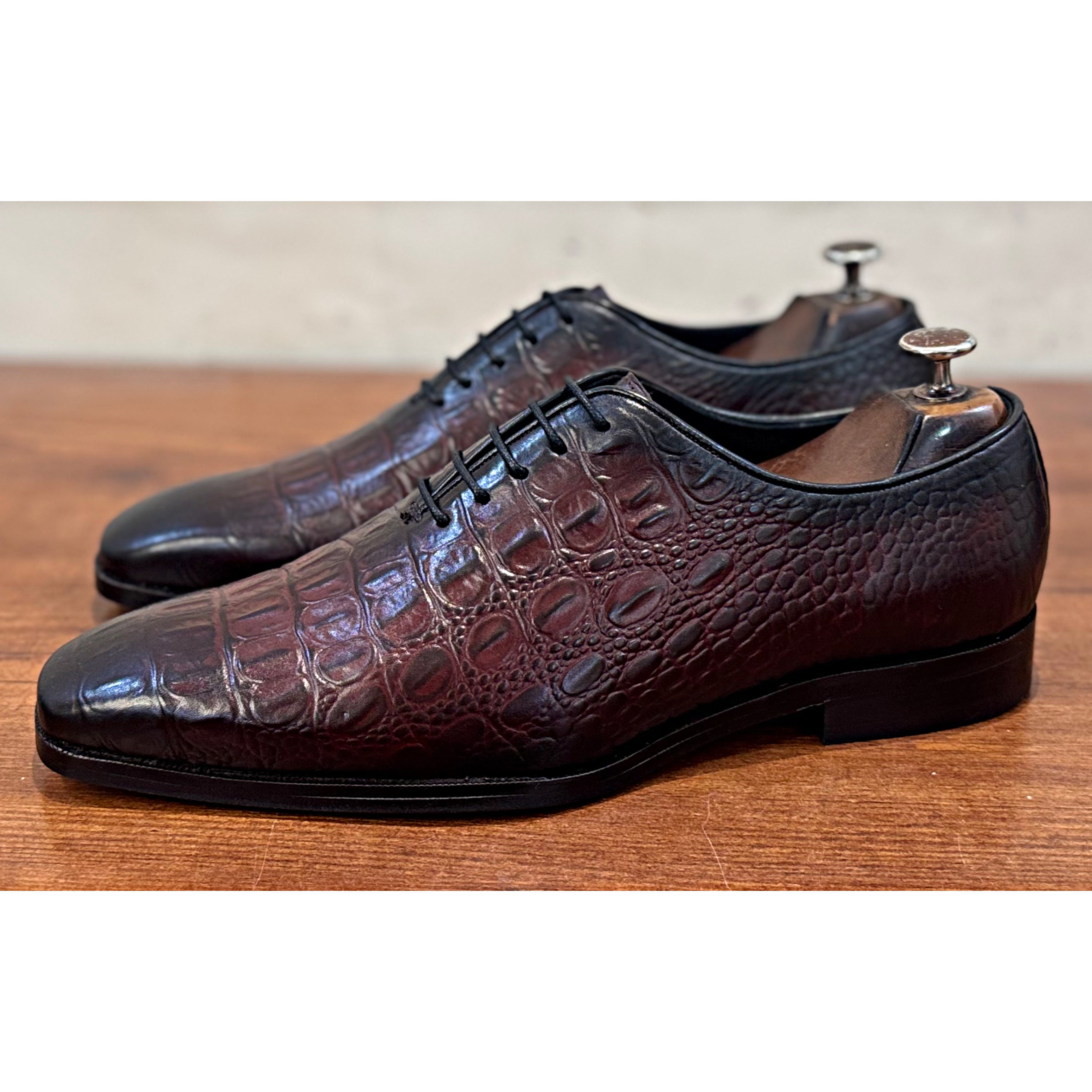 Brown Croco Oxfords