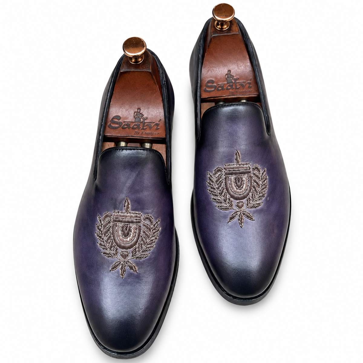 Midnight Indigo Embroidered Loafers