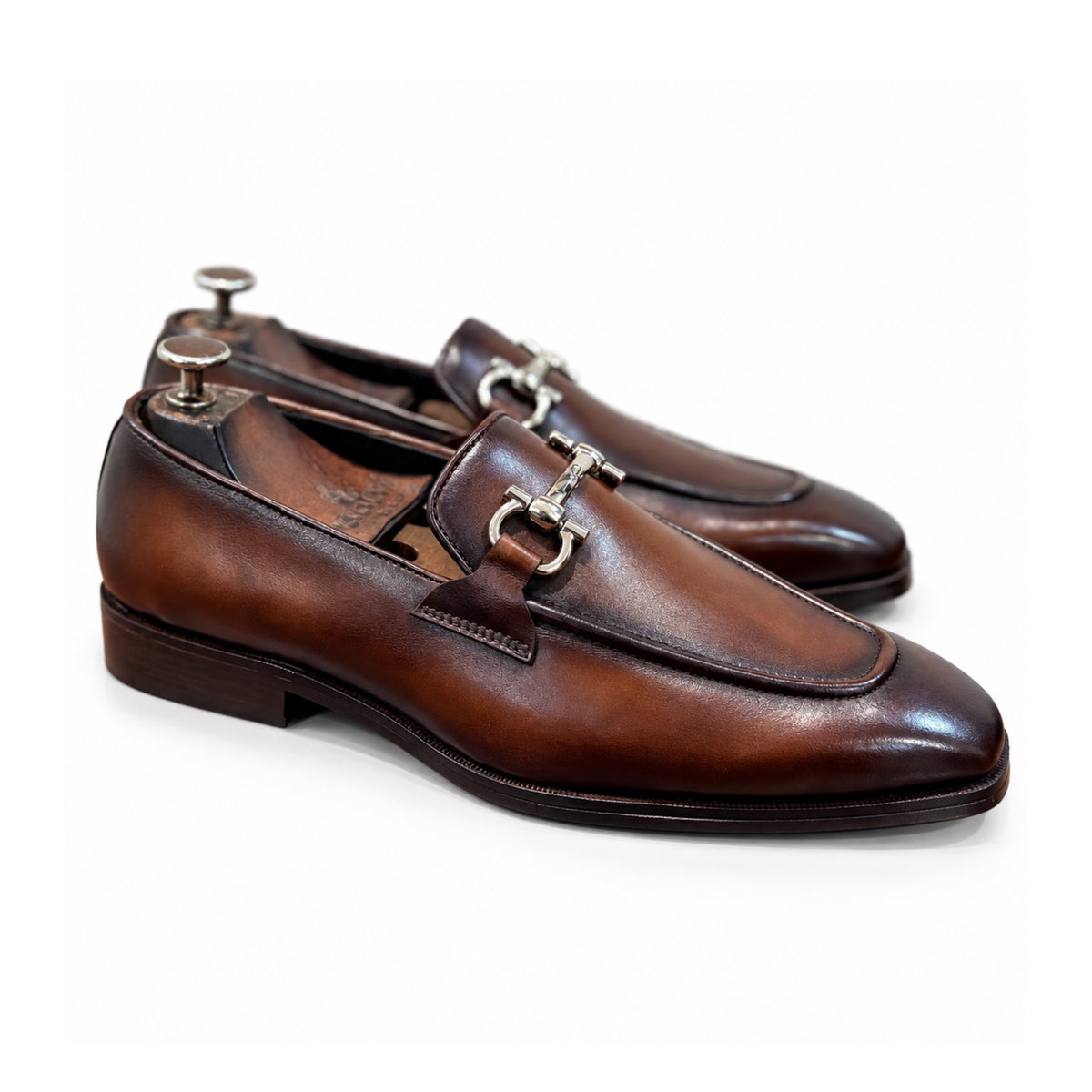 Regal Brown Hand-Patina Horsebit Loafers